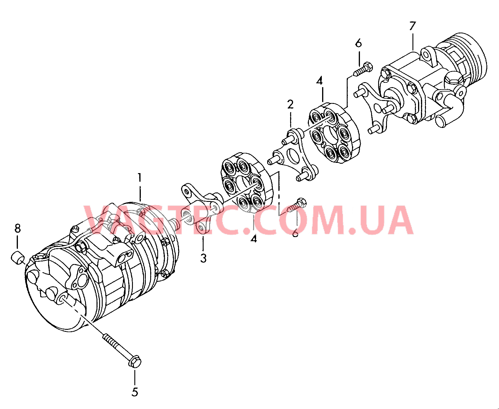 Компрессор климатической уст. Главная передача в сборе   F             >> 7L-3-015 000* для VOLKSWAGEN Touareg 2005