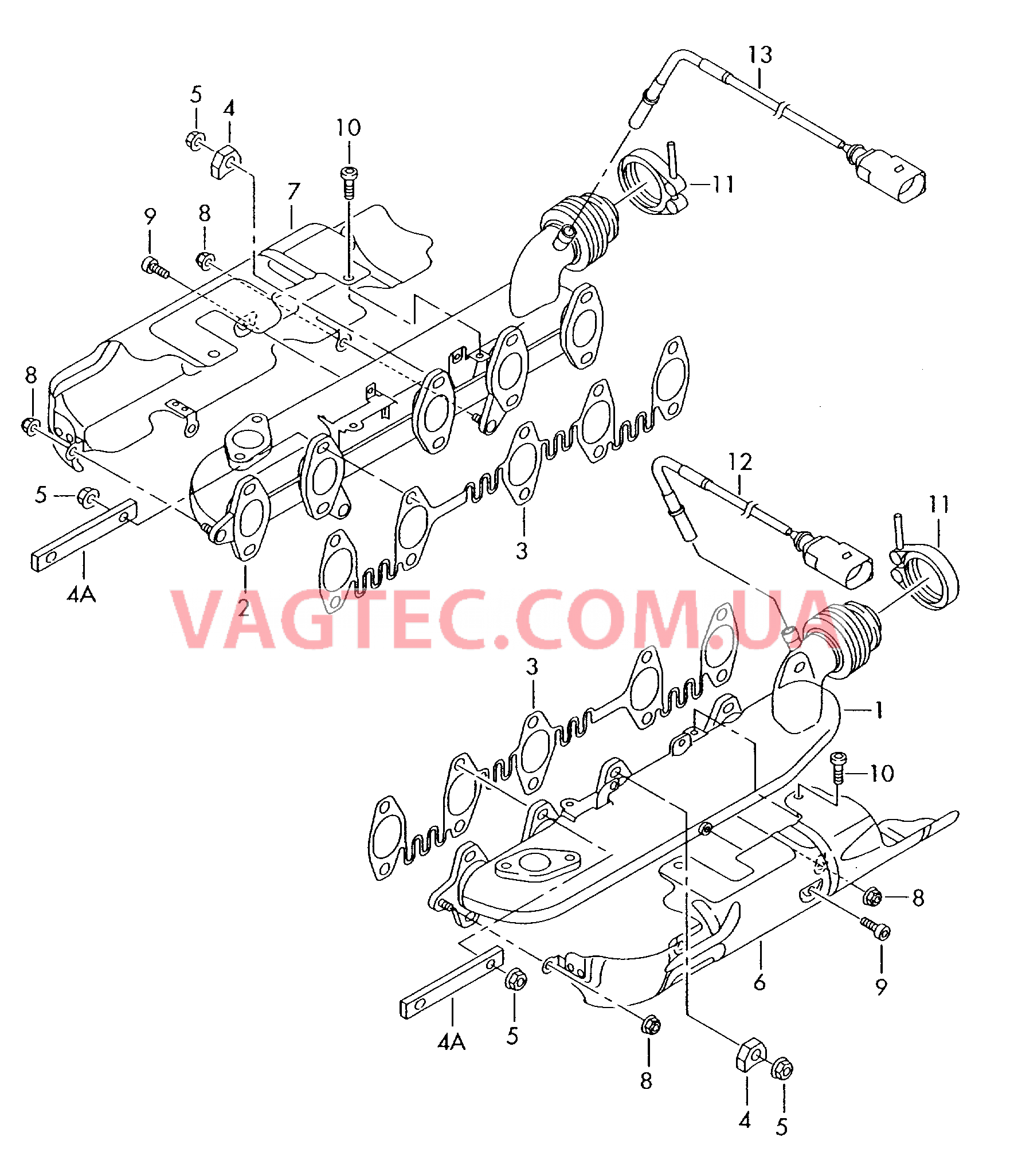 Выпускной коллектор  для VOLKSWAGEN Touareg 2007-1