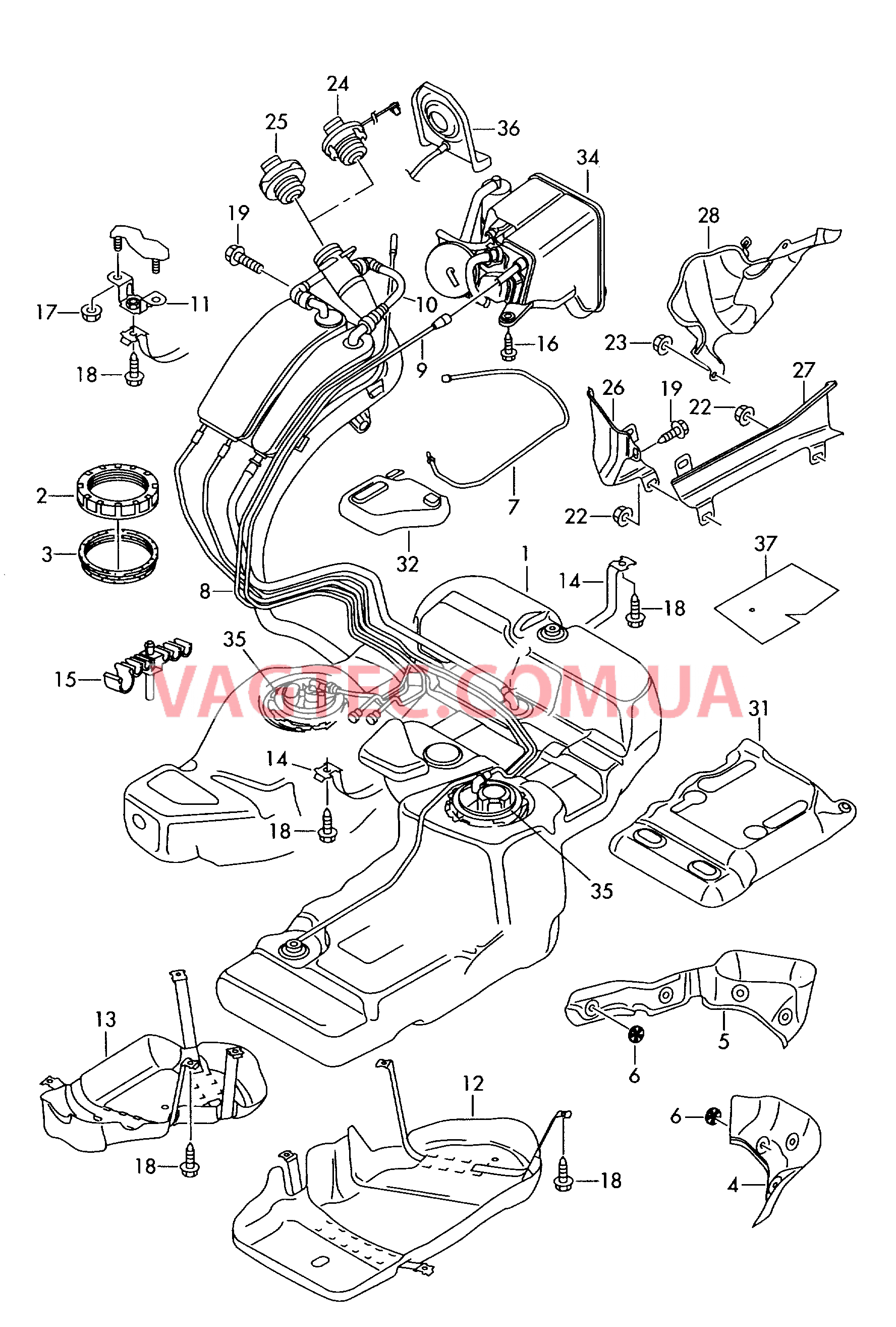 Топливный бак с навесными деталями  для VOLKSWAGEN Touareg 2007-1