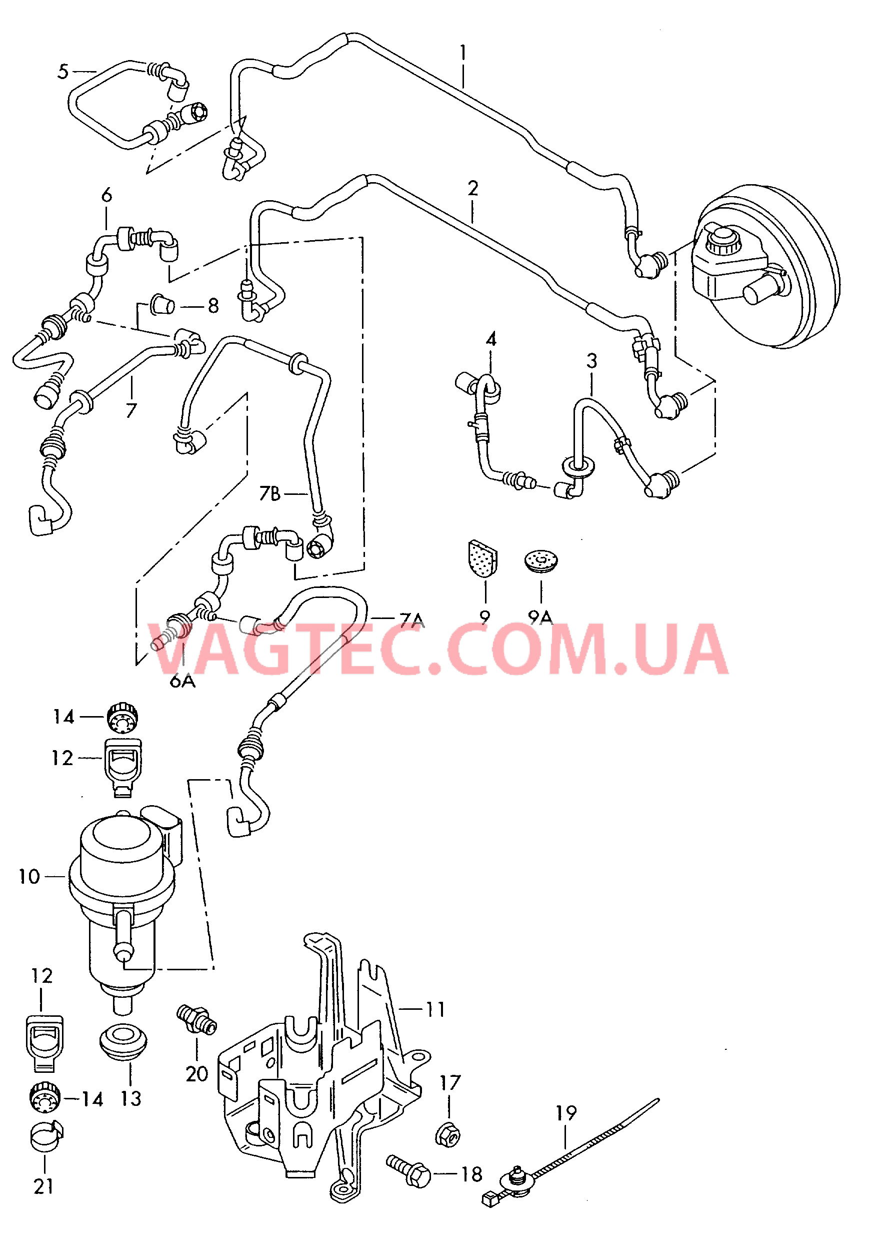 Вакуумные шланги для усилителя тормозного привода  Эл. вакуумный насос тормозной системы  для VOLKSWAGEN Touareg 2004