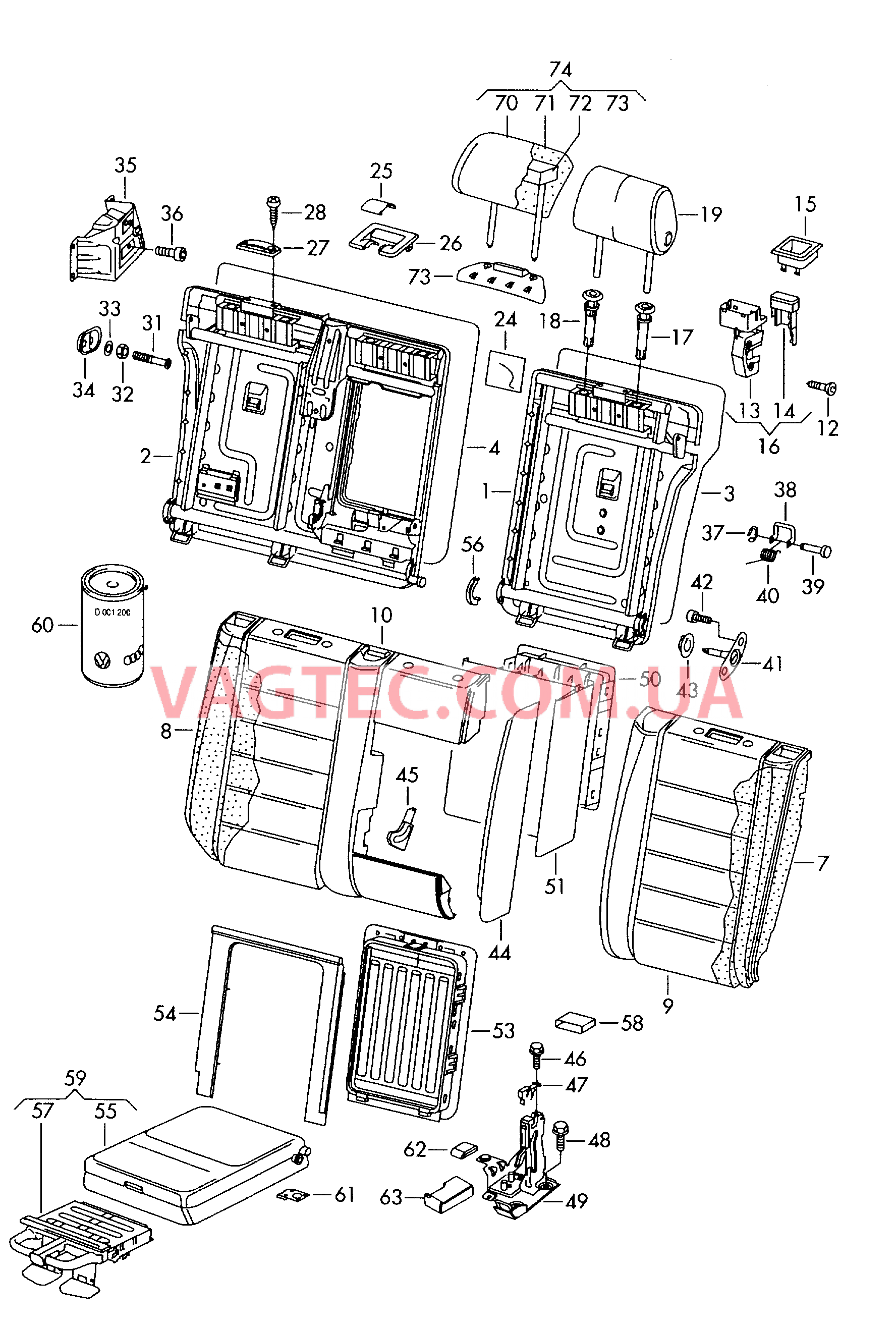 Спинка, раздельная для VW TOUAREG   для VOLKSWAGEN Touareg 2003