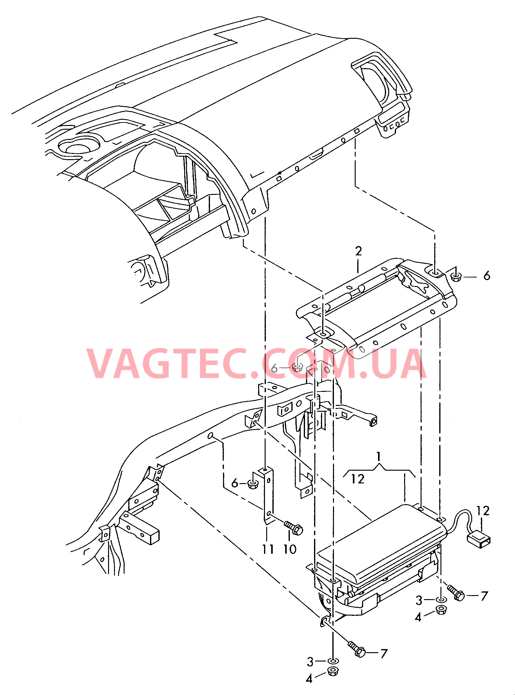 Модуль подушки безопасности (сторона переднего пассажира)  для VOLKSWAGEN Touareg 2006