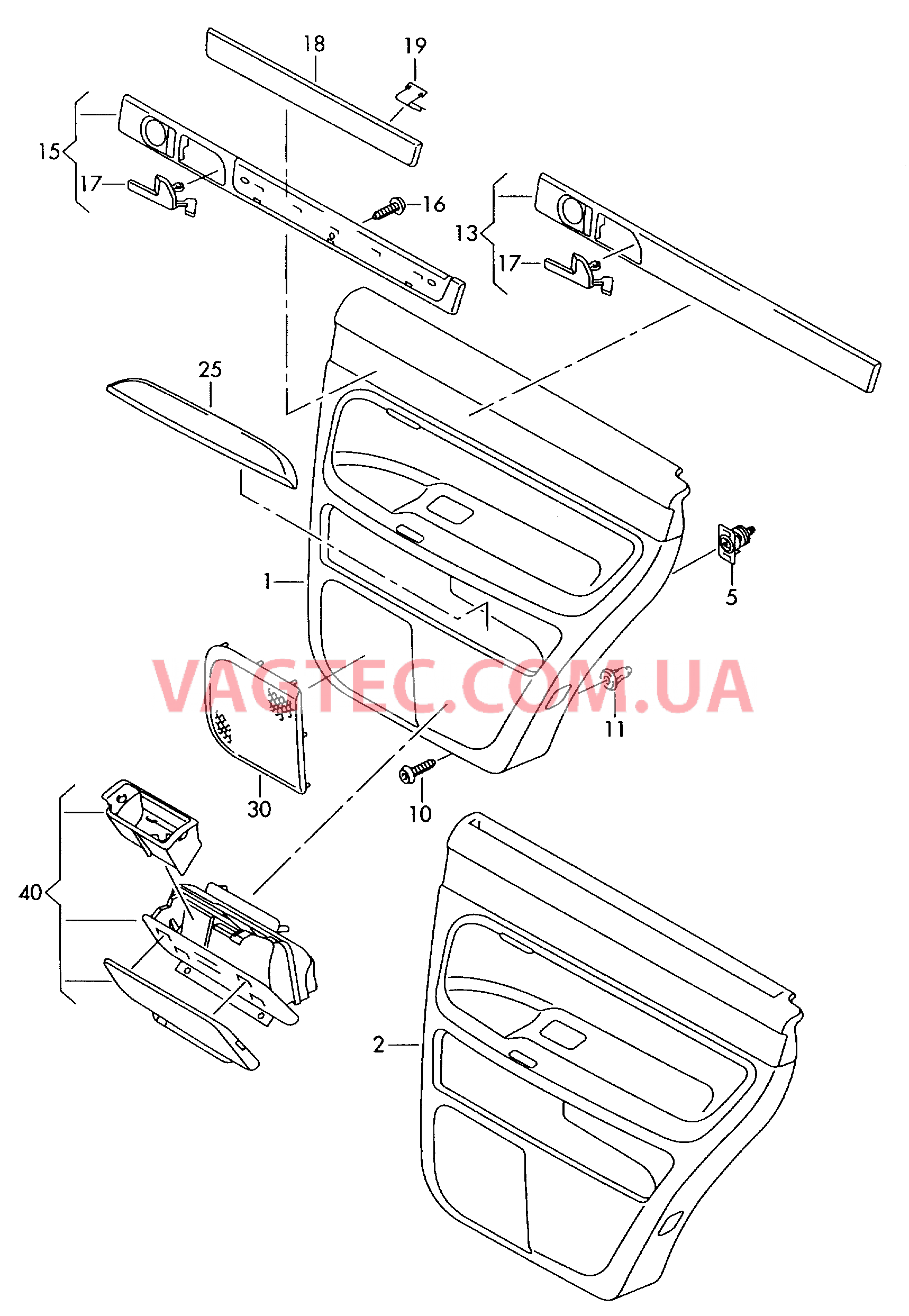 Обивка двери  для VOLKSWAGEN Touareg 2005