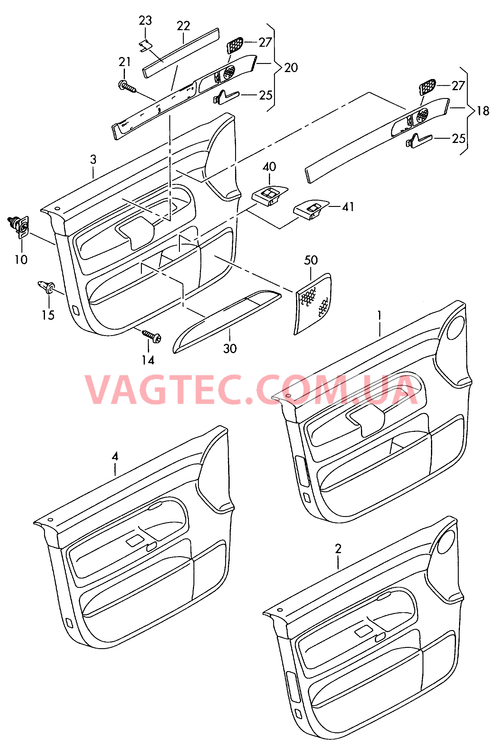 Обивка двери  для VOLKSWAGEN Touareg 2007-1