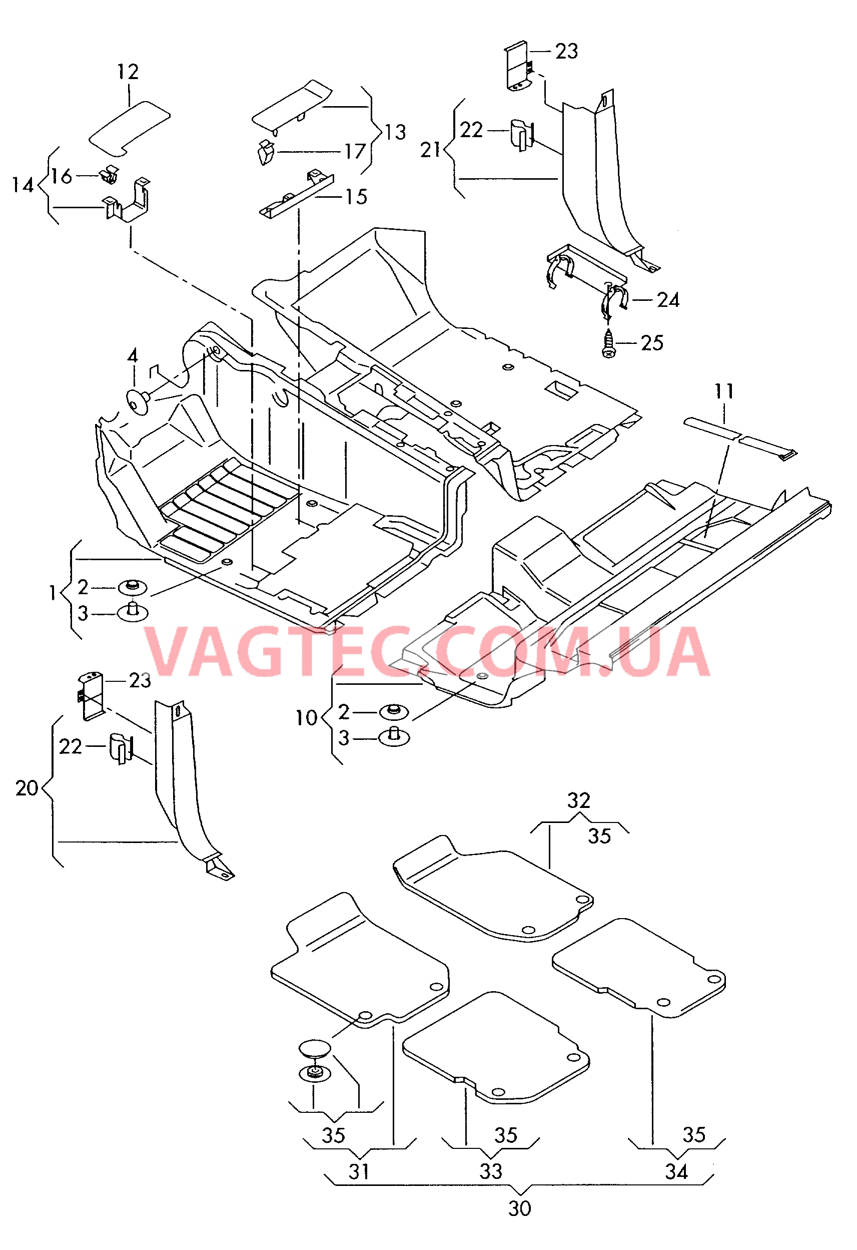 Коврики Коврик Облицовка стойки А  для VOLKSWAGEN Touareg 2007-1