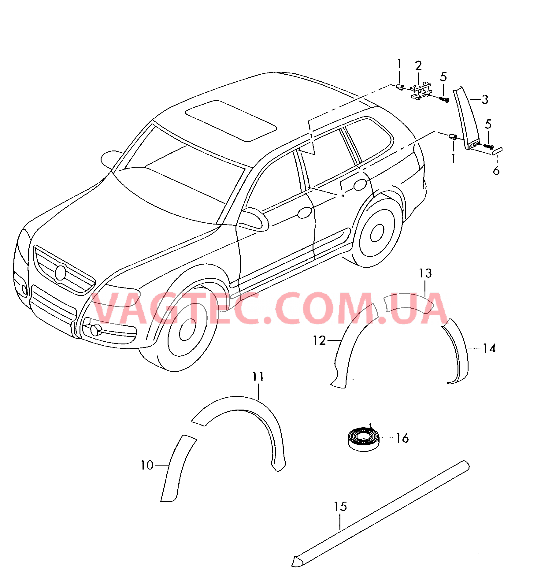 Накладка для стойки В Расширение колесной арки, крыла и порога  для VOLKSWAGEN Touareg 2004