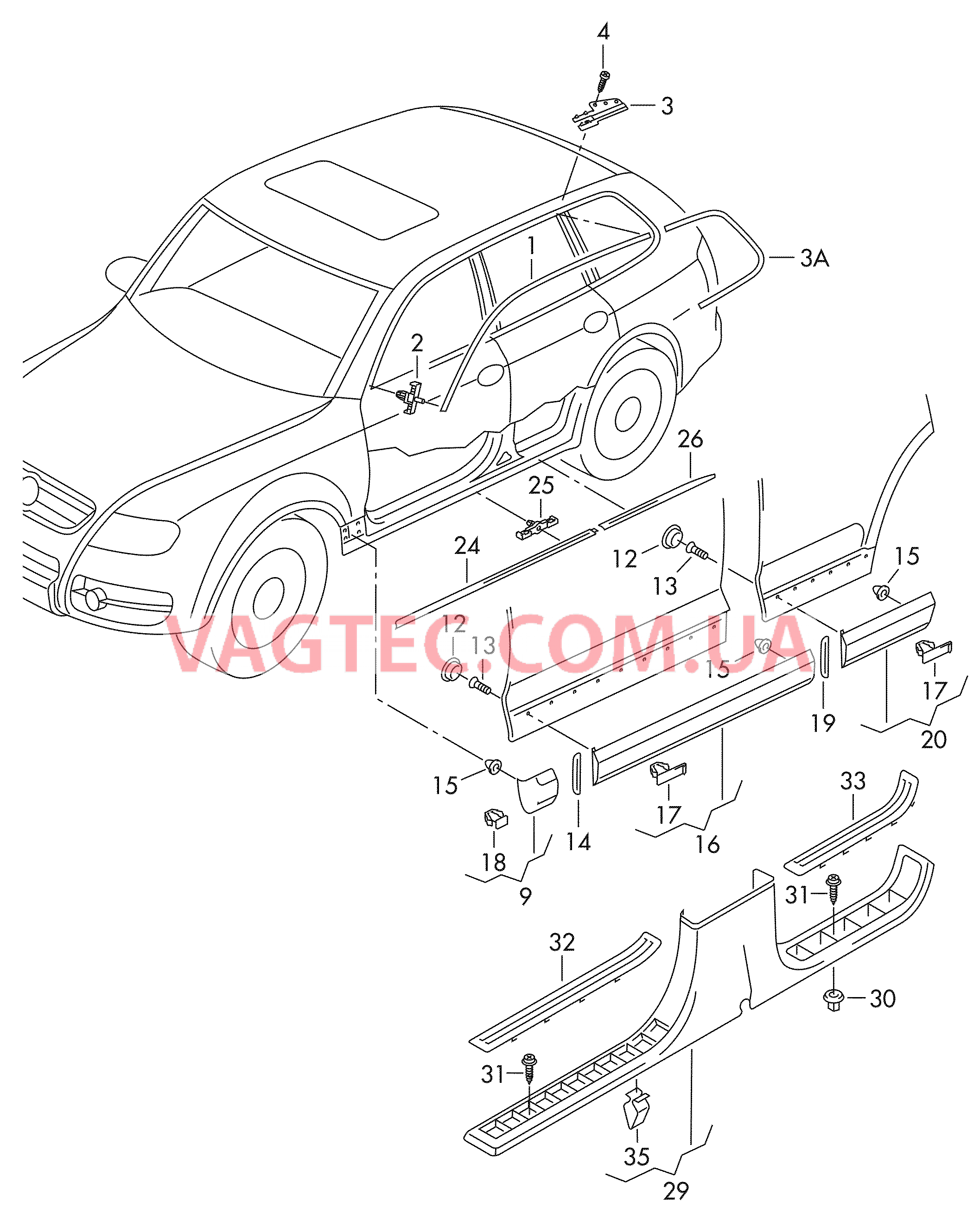 Декоративная накладка Защитный молдинг двери Накладка порога  для VOLKSWAGEN Touareg 2004