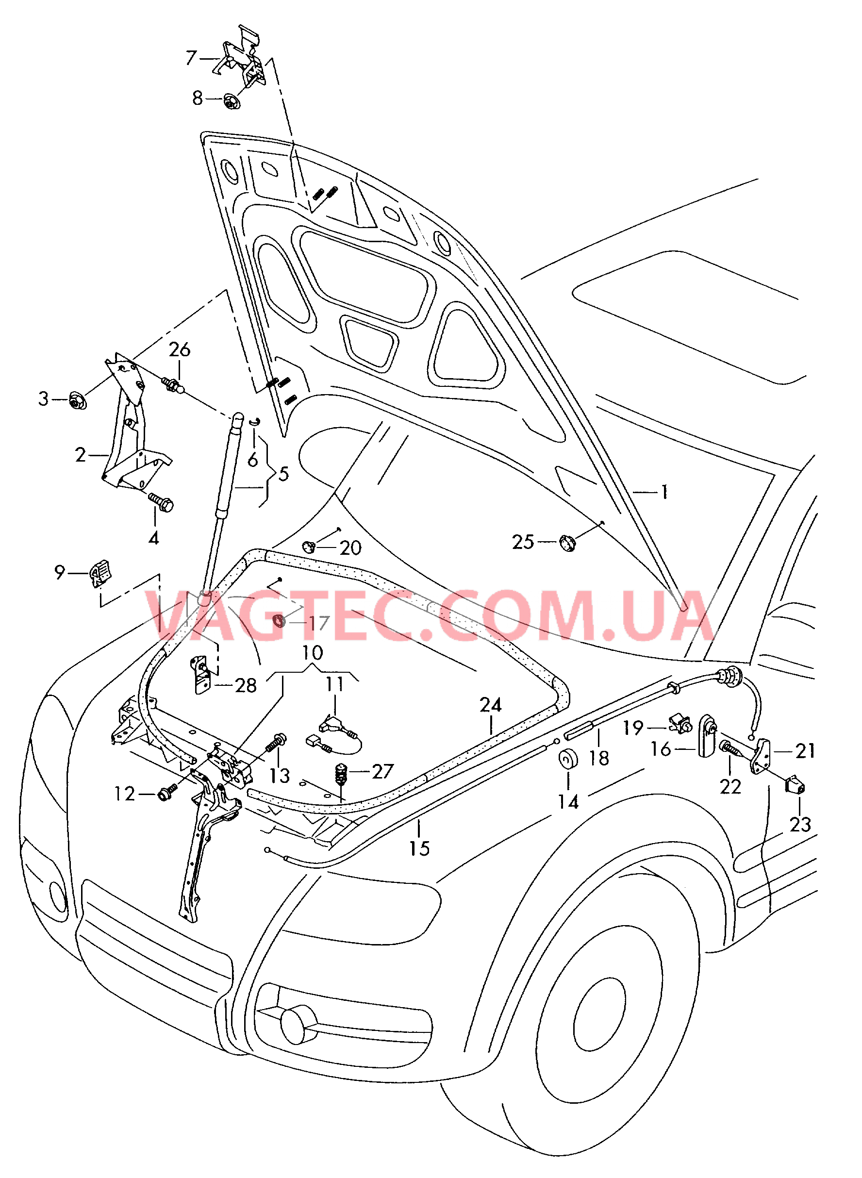 Капот Замок  для VOLKSWAGEN Touareg 2004