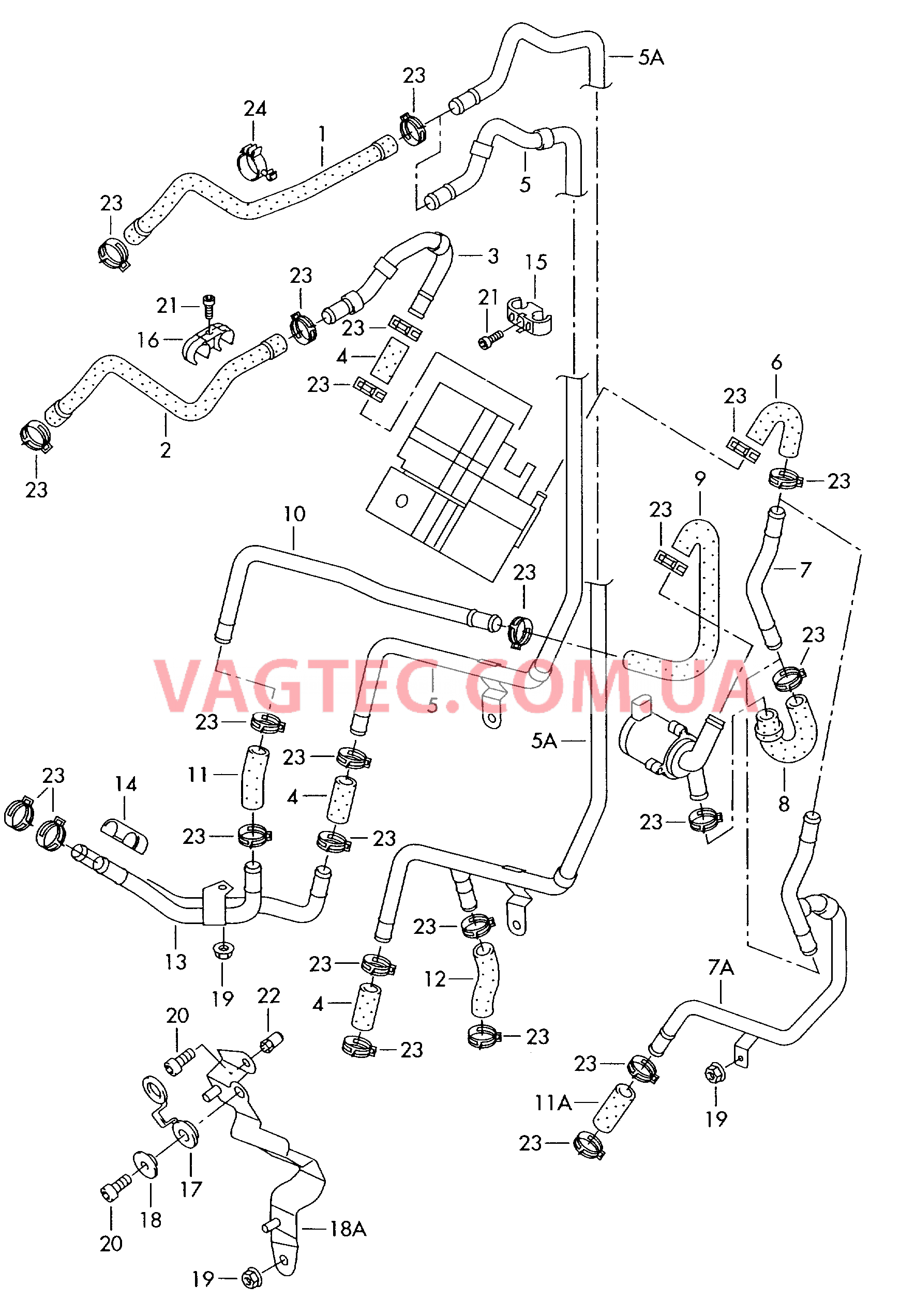 Отопление Шланги ОЖ и трубки Доп.отопитель для контура ОЖ  для VOLKSWAGEN Touareg 2004