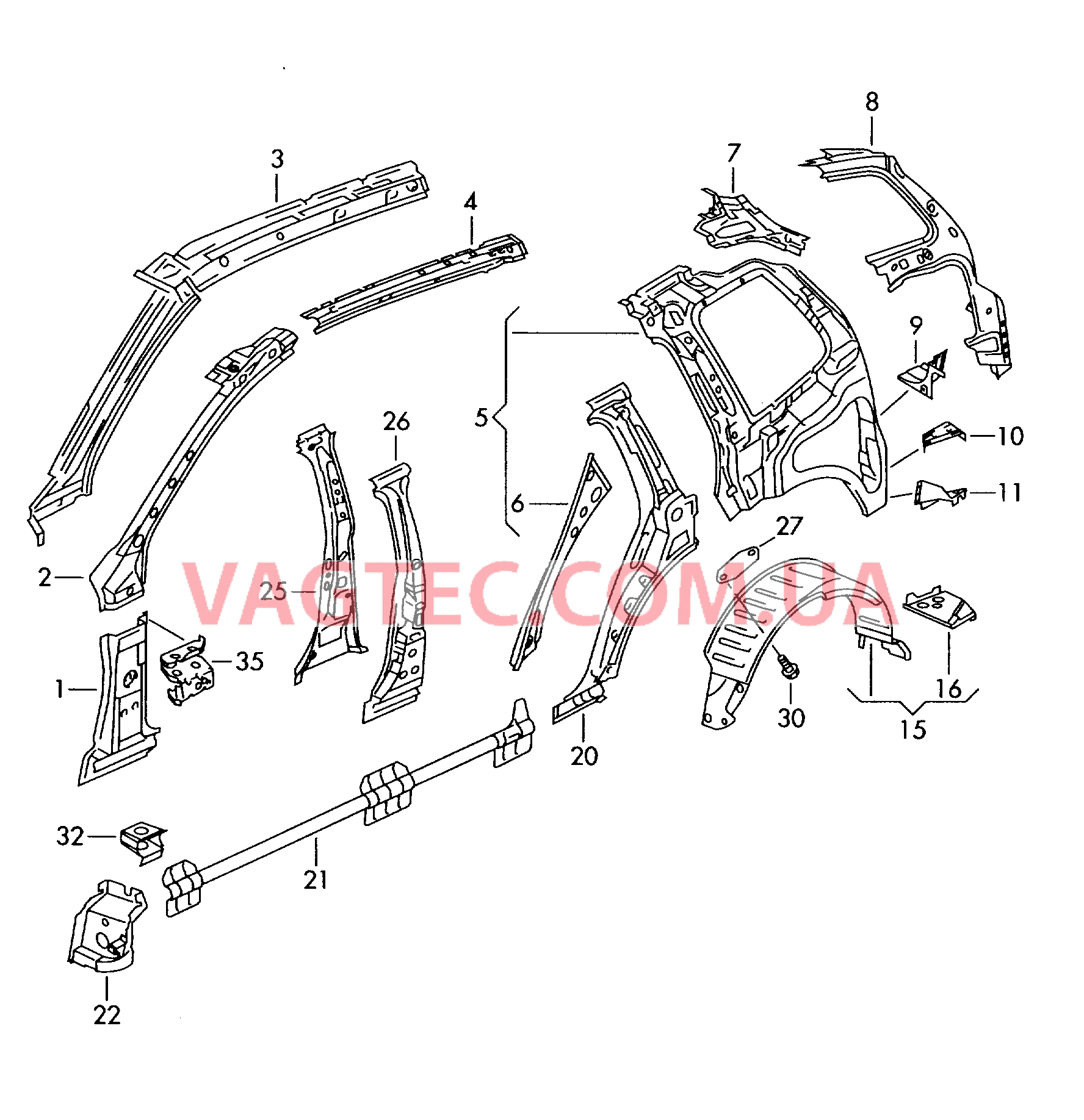 Боковина, внутренняя для VW TOUAREG  для VOLKSWAGEN Touareg 2003