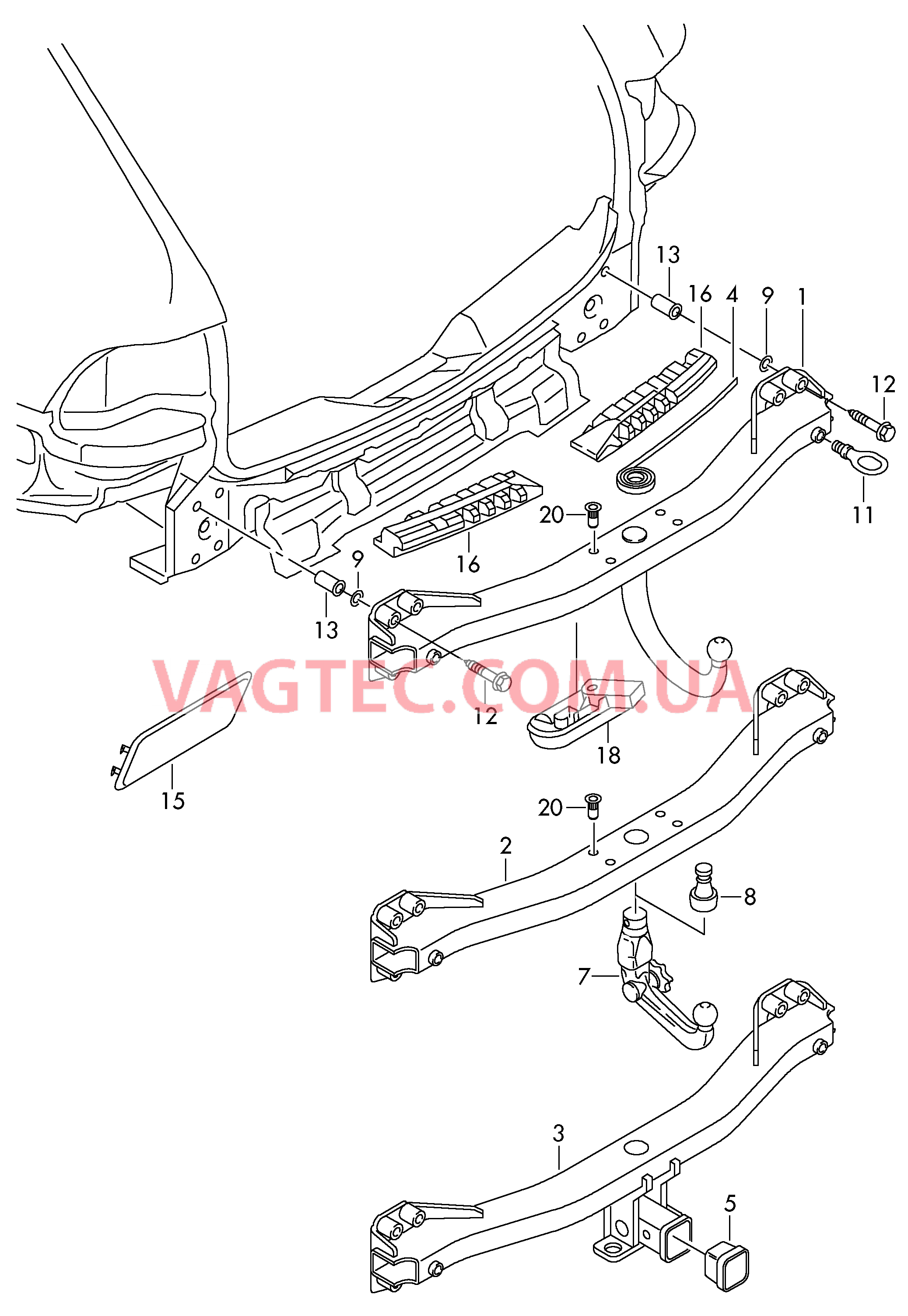 ТСУ (шаровой наконечник)  для VOLKSWAGEN Touareg 2004