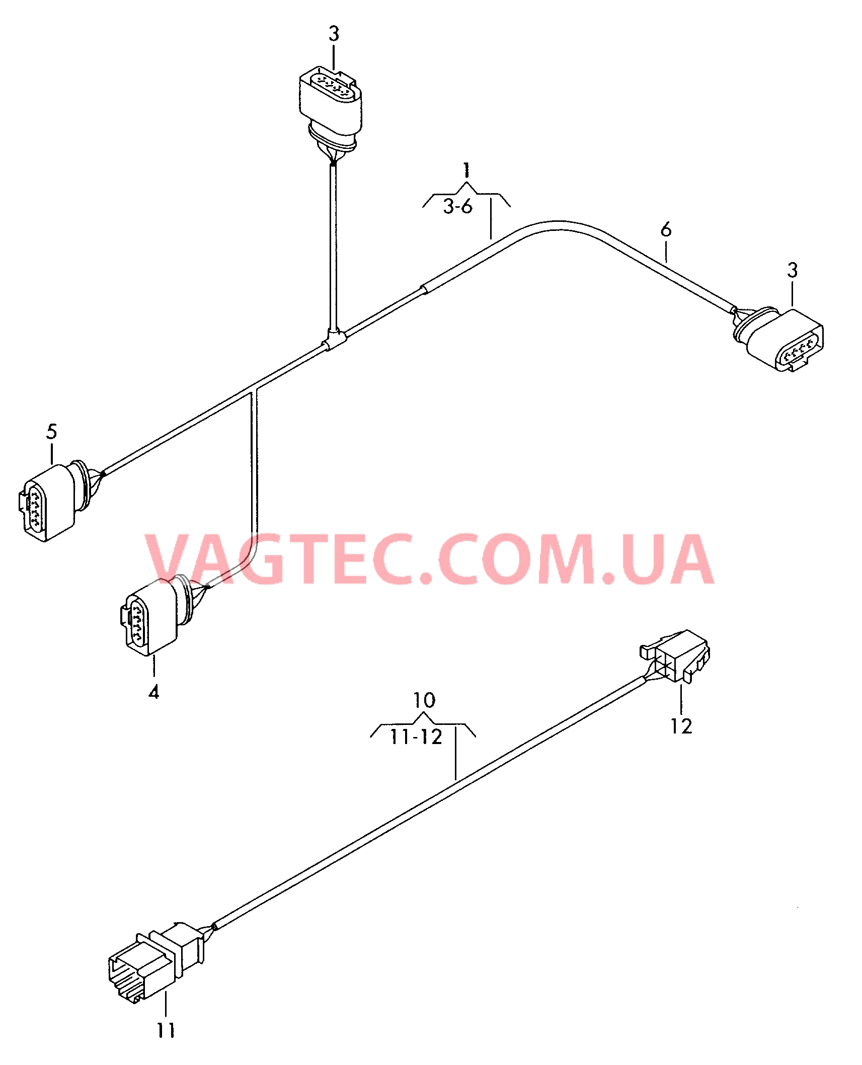 Жгут проводов для топливного насоса  ------------------------------ Кабель-адаптер Выключатель для регулировки рулевой колонки  ------------------------------ Жгут проводов для моб.телефона ------------------------------ Кабель-адаптер Модуль подачи воздуха  для VOLKSWAGEN Touareg 2007