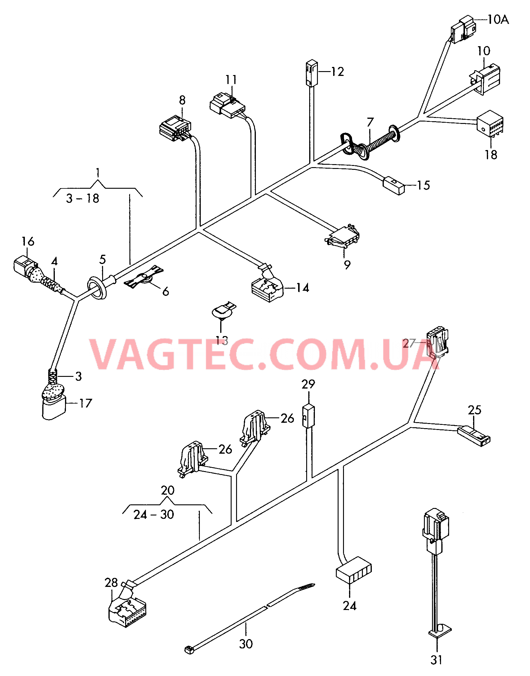 Жгут проводов двери  для VOLKSWAGEN Touareg 2005