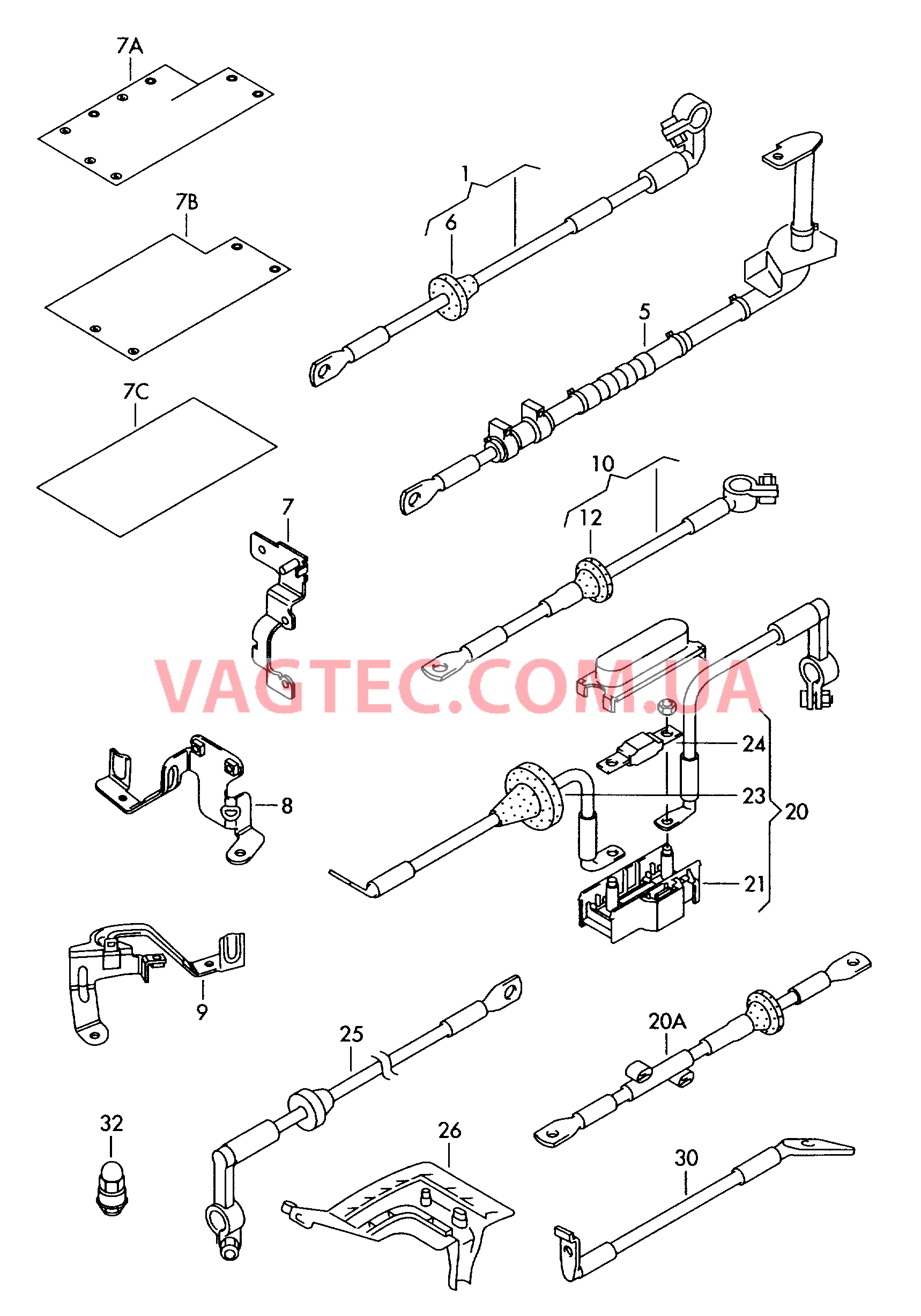 Жгут проводов для АКБ +/-  для VOLKSWAGEN Touareg 2005