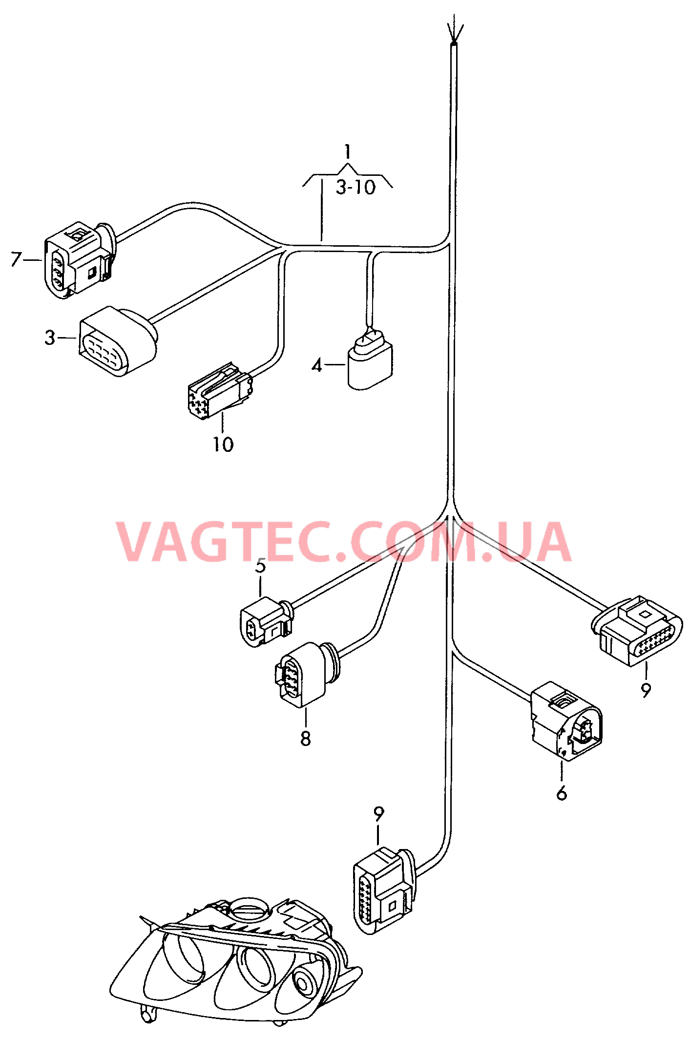 Отрезок жгута для моторного отсека  для VOLKSWAGEN Touareg 2007-1