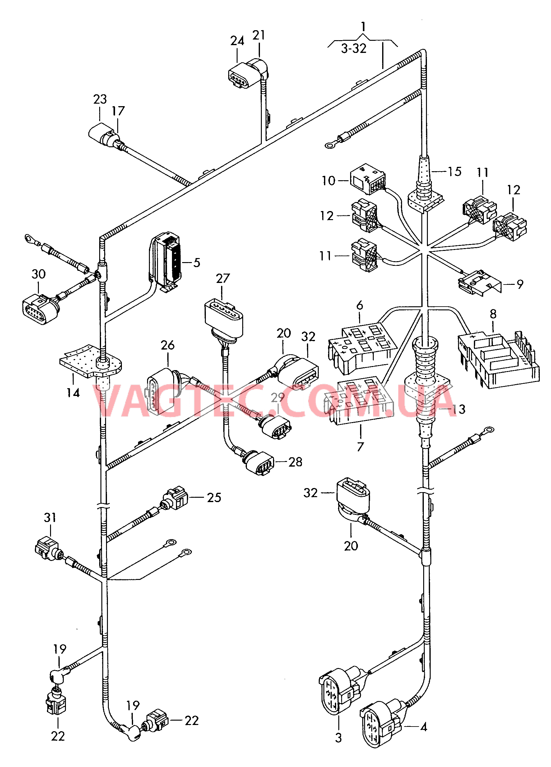 Жгут проводов для моторн. отс.  для VOLKSWAGEN Touareg 2006