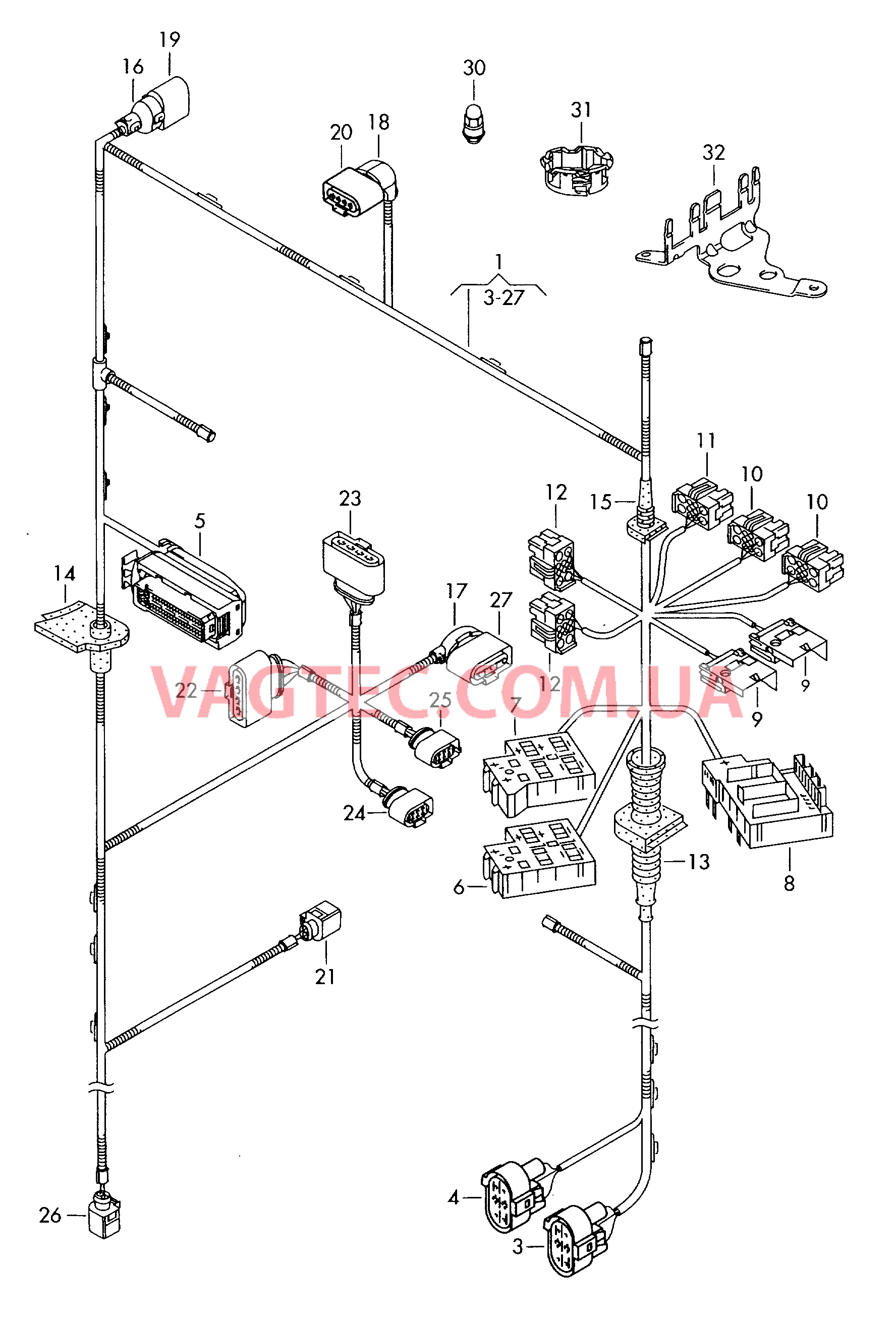 Жгут проводов для моторн. отс.  для VOLKSWAGEN Touareg 2006