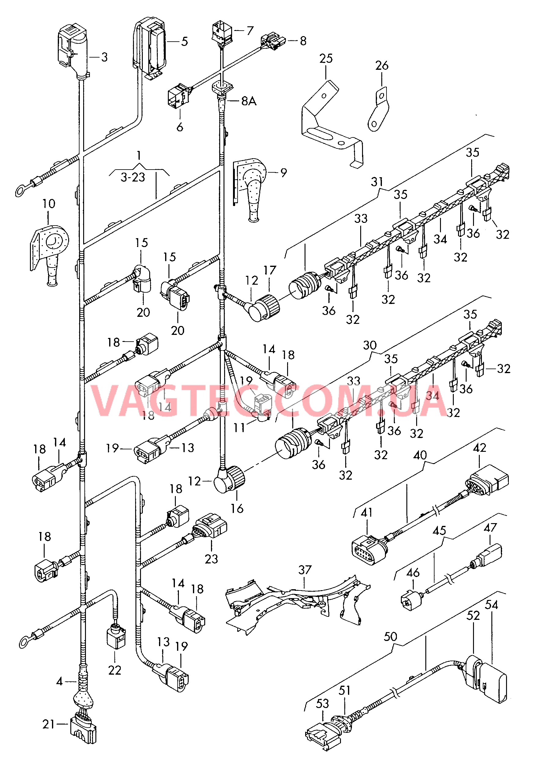 Жгут проводов для двигателя Кабель-адаптер Форсунка Коробка передач Датчик давления масла Турбонагнетатель  для VOLKSWAGEN Touareg 2007-1