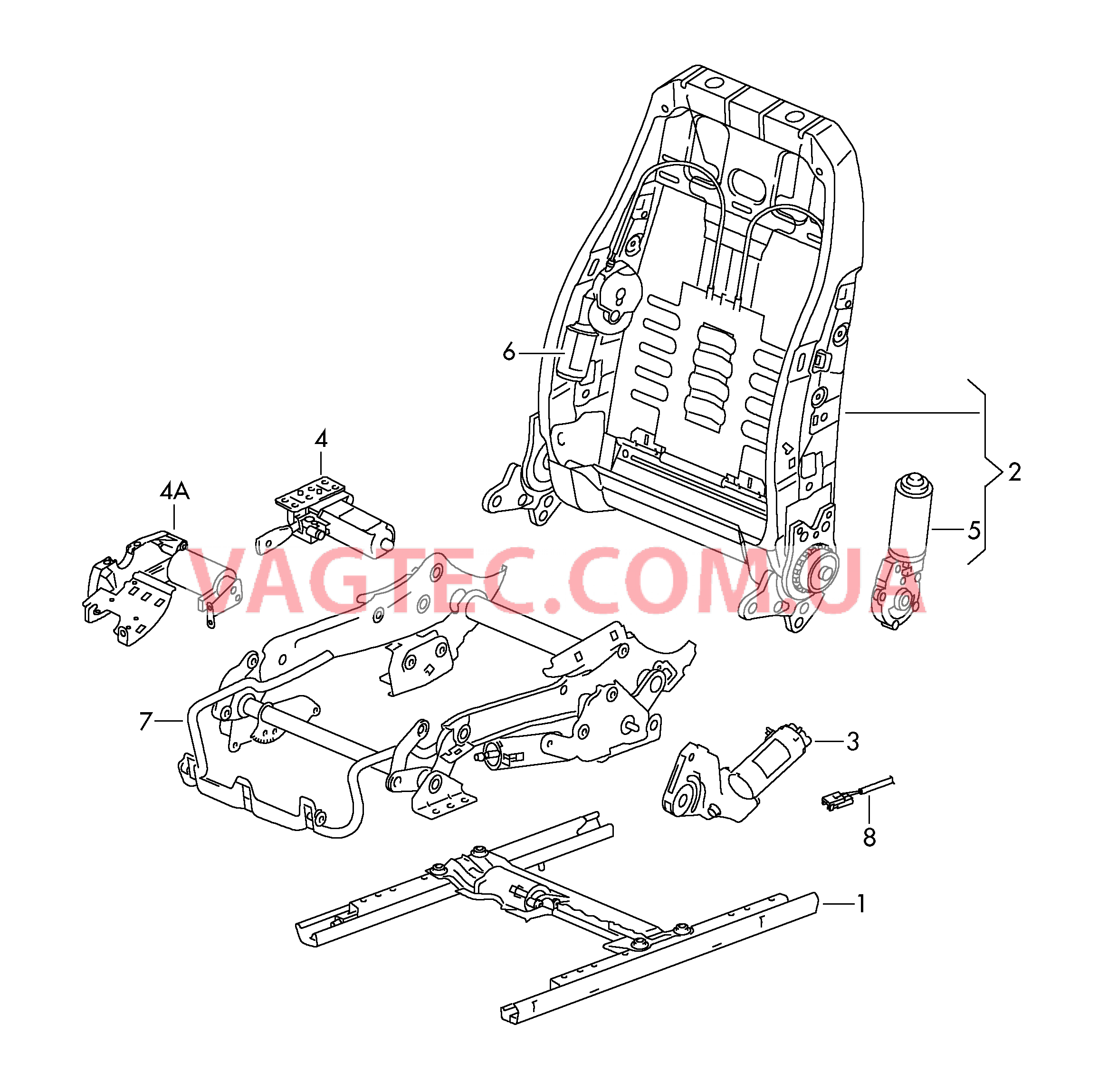 Электрические компоненты регулировки сиденья и спинки  для VOLKSWAGEN Touareg 2007
