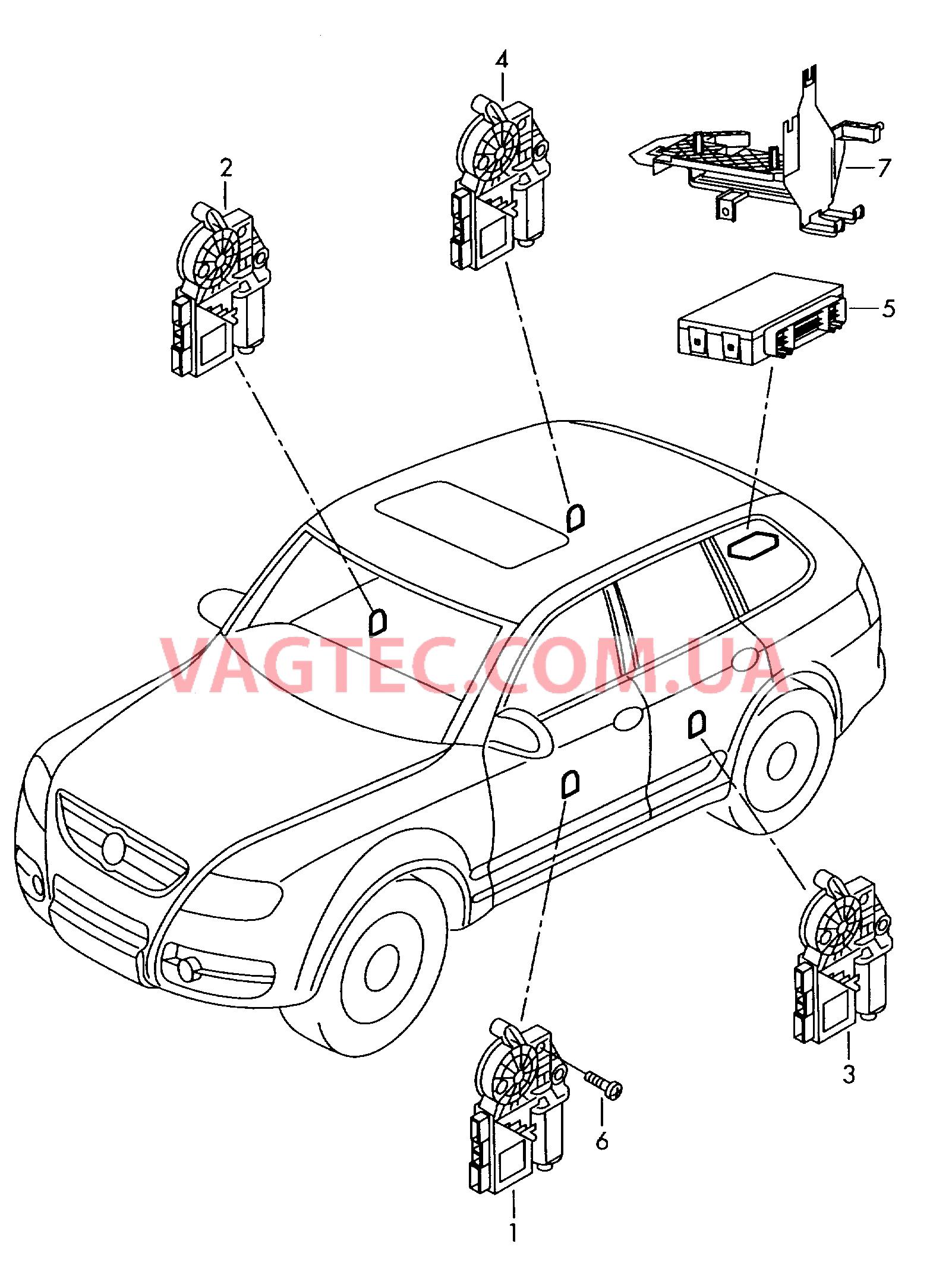 Эл.двигатель стеклоподъёмника  для VOLKSWAGEN Touareg 2005