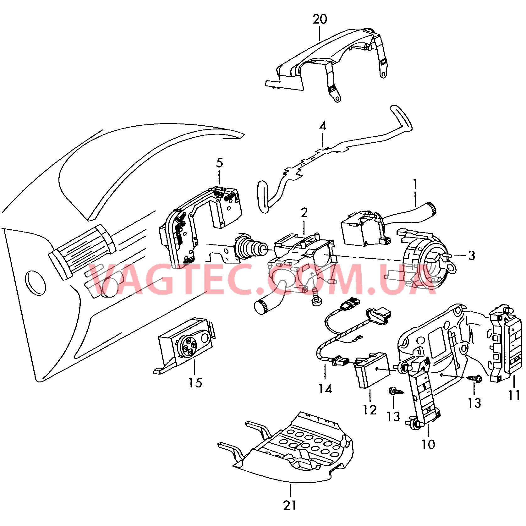 Комбинированный выключатель на рулевой колонке и накладки  для VOLKSWAGEN Touareg 2004