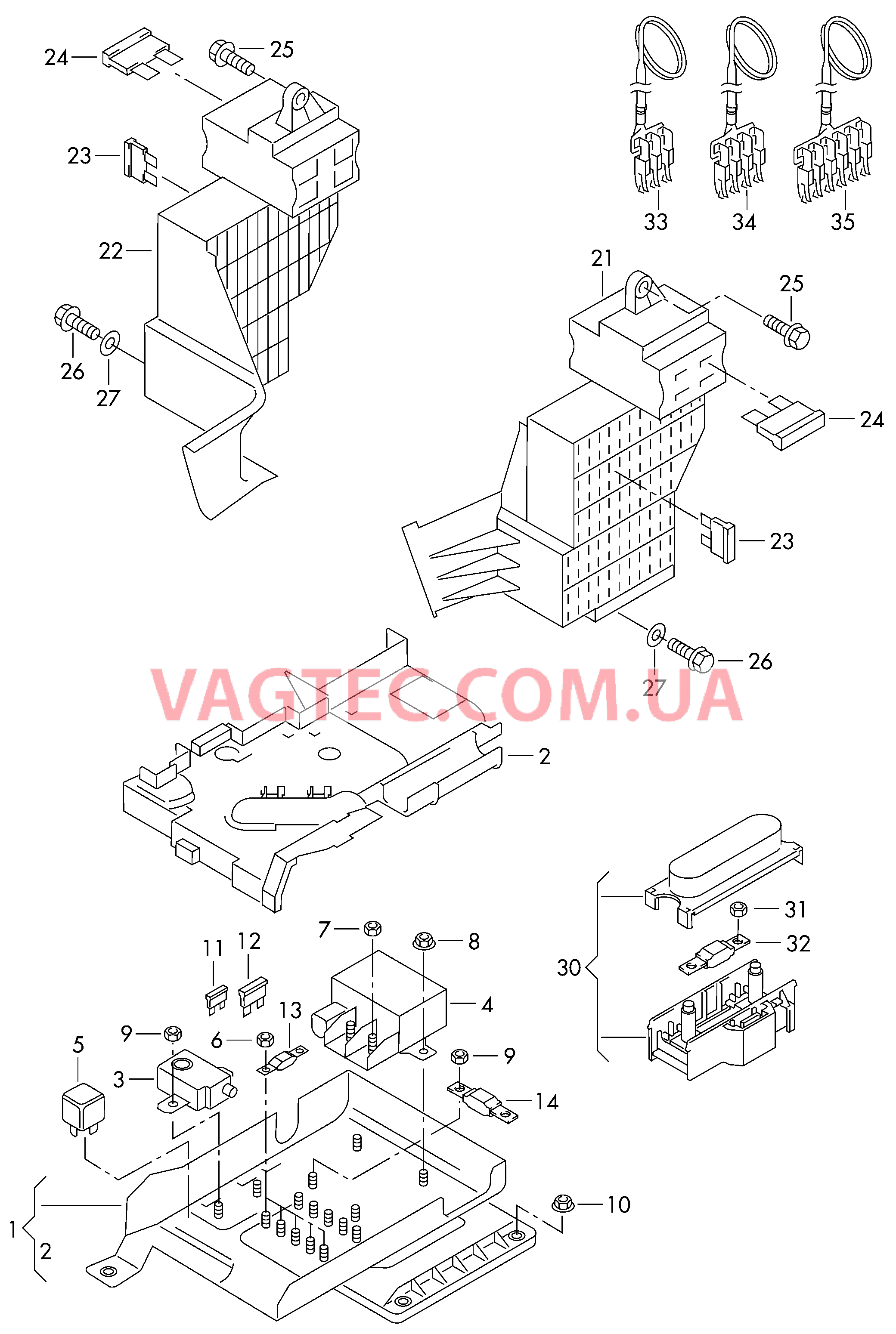 Коробка главн. предохранителя Гнездо для предохранителя Панель приборов Реле защиты от повыш. напряж. для а/м с мультимедийным оборудованием  для VOLKSWAGEN Touareg 2008