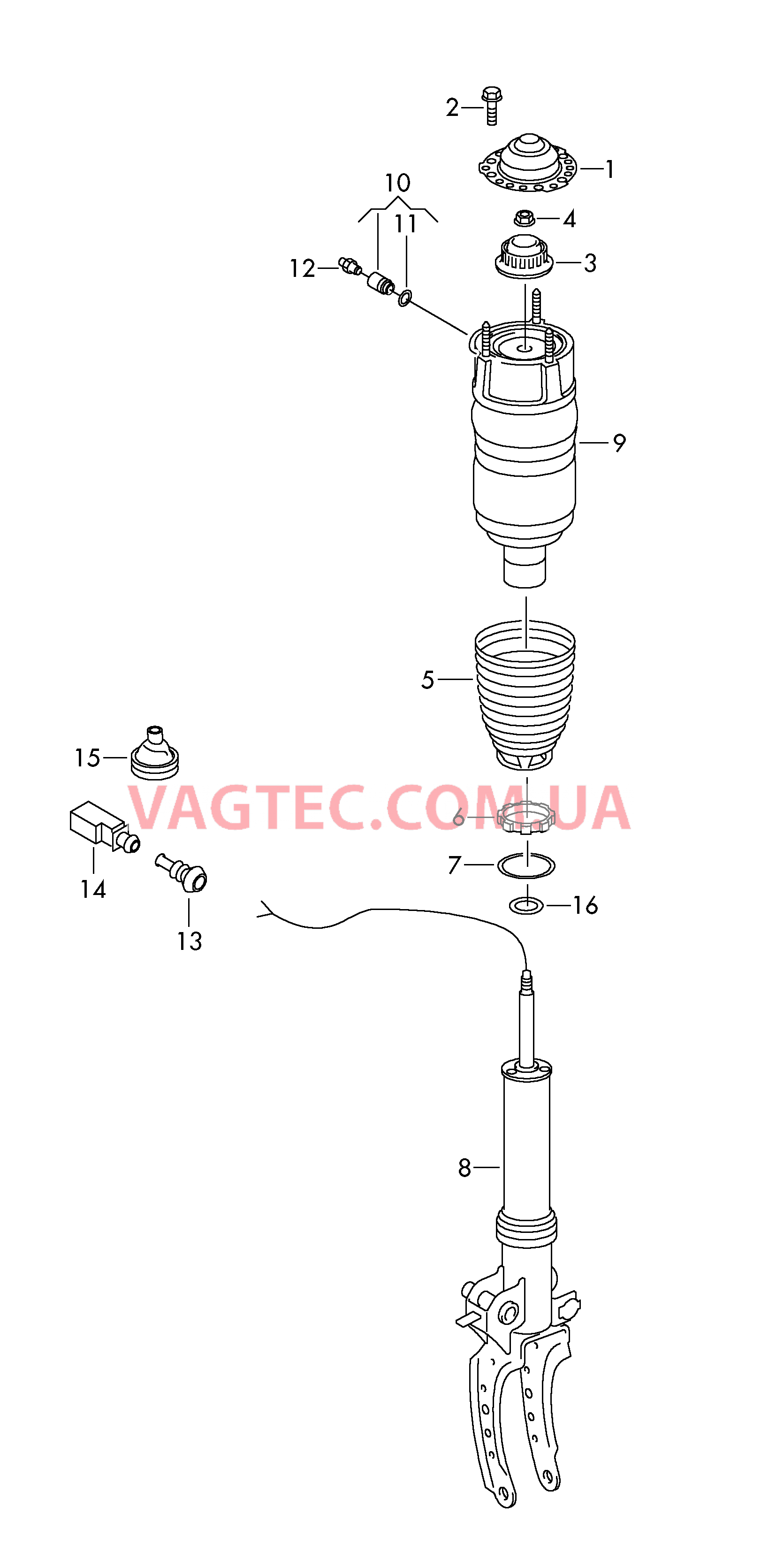 Детали не в сборе для пневмобаллона с амортизатором  для VOLKSWAGEN Touareg 2016