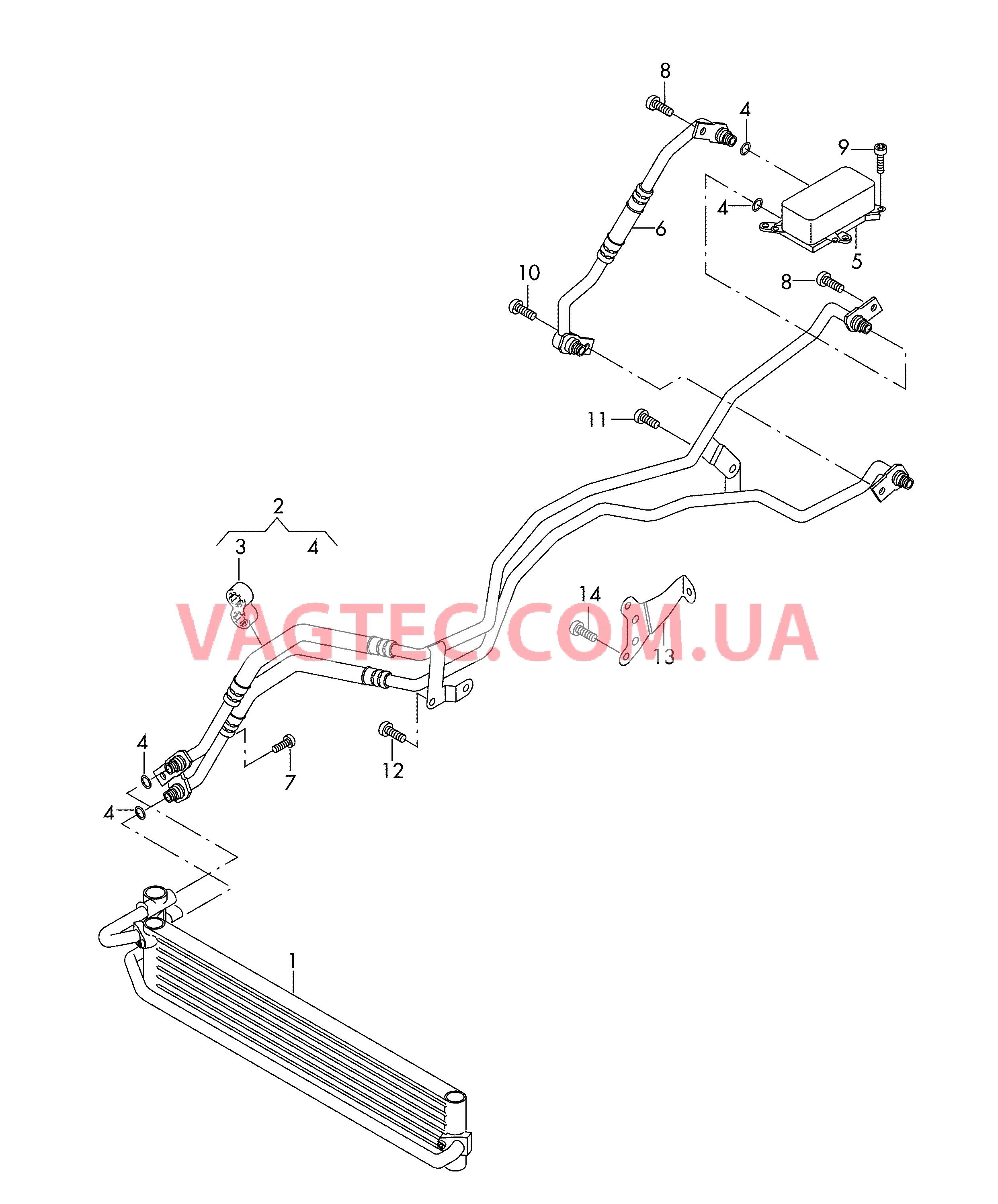 Напорный маслопровод для охлаждения масла коробки передач  8-ступенчатая АКП для полного привода  для VOLKSWAGEN Touareg 2015