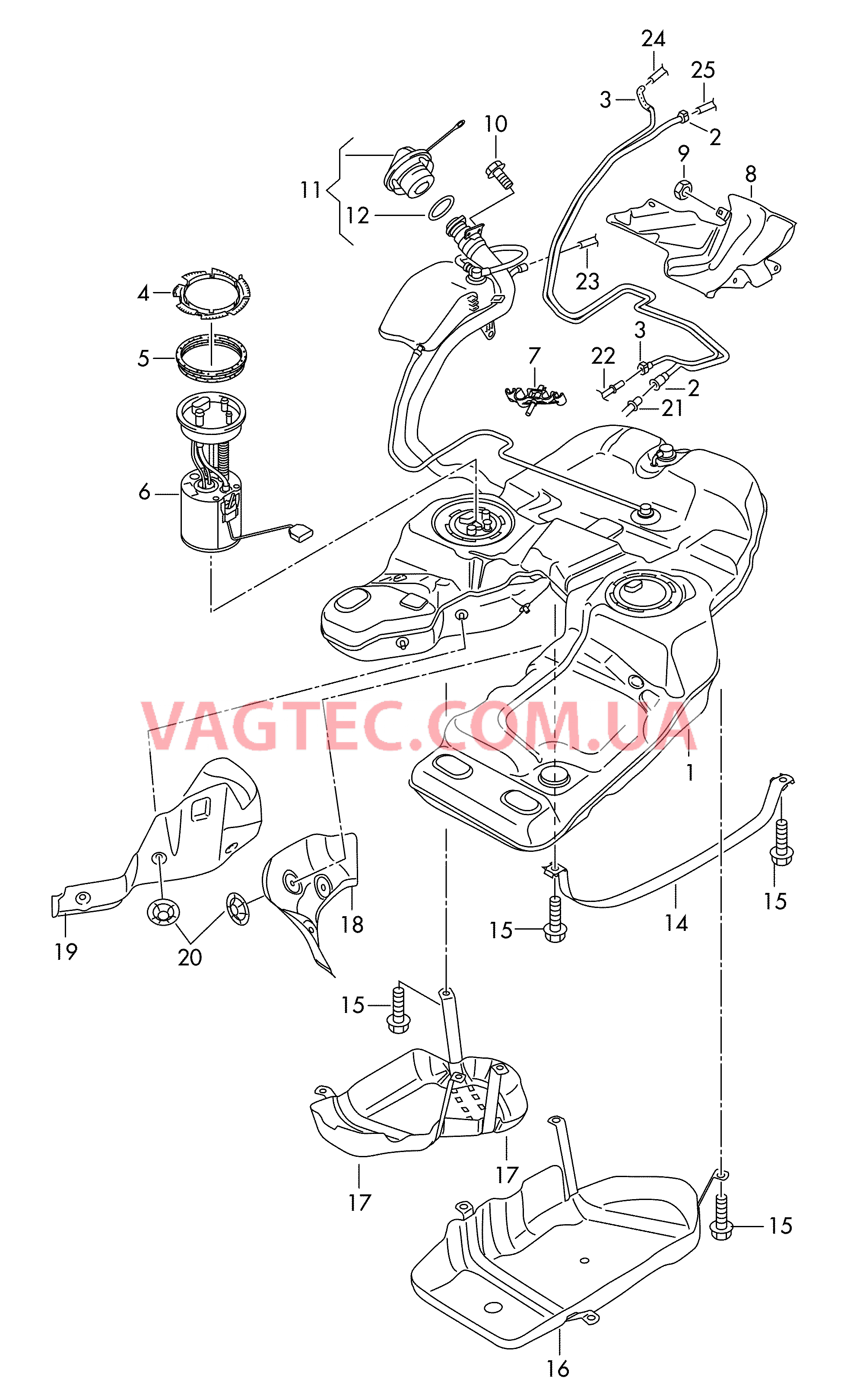 Топливный бак с навесными деталями  для VOLKSWAGEN Touareg 2016