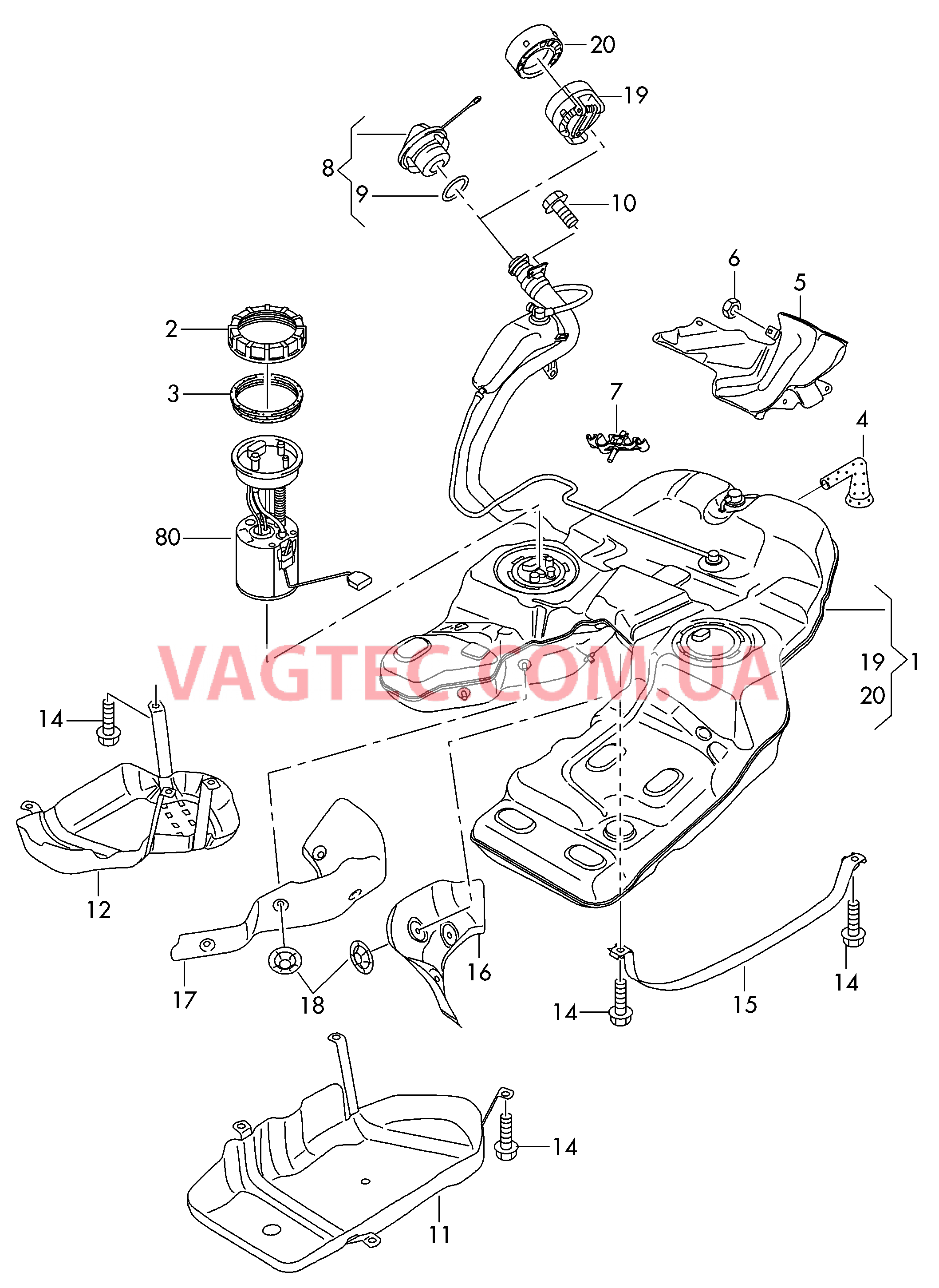 Бак, топливный  для VOLKSWAGEN Touareg 2014
