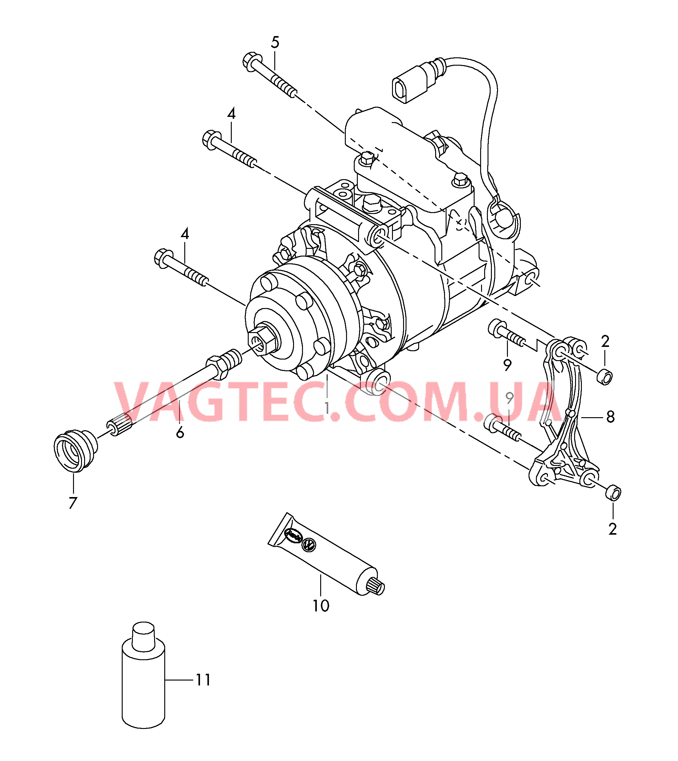 Компрессор климатической уст. Детали соединительные и крепежные для компрессора  для VOLKSWAGEN Touareg 2011