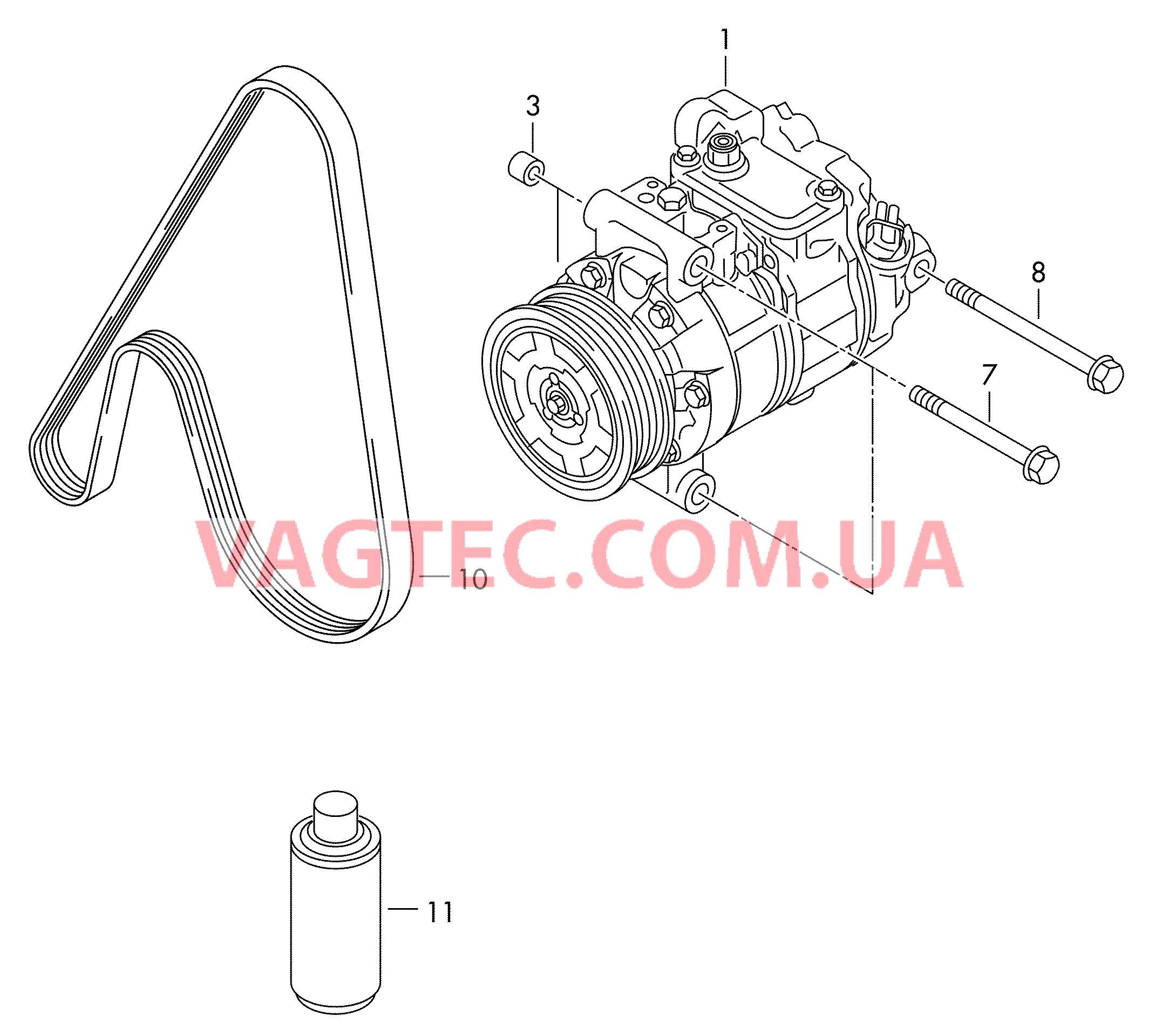 Компрессор климатической уст. Детали соединительные и крепежные для компрессора  для VOLKSWAGEN Touareg 2011