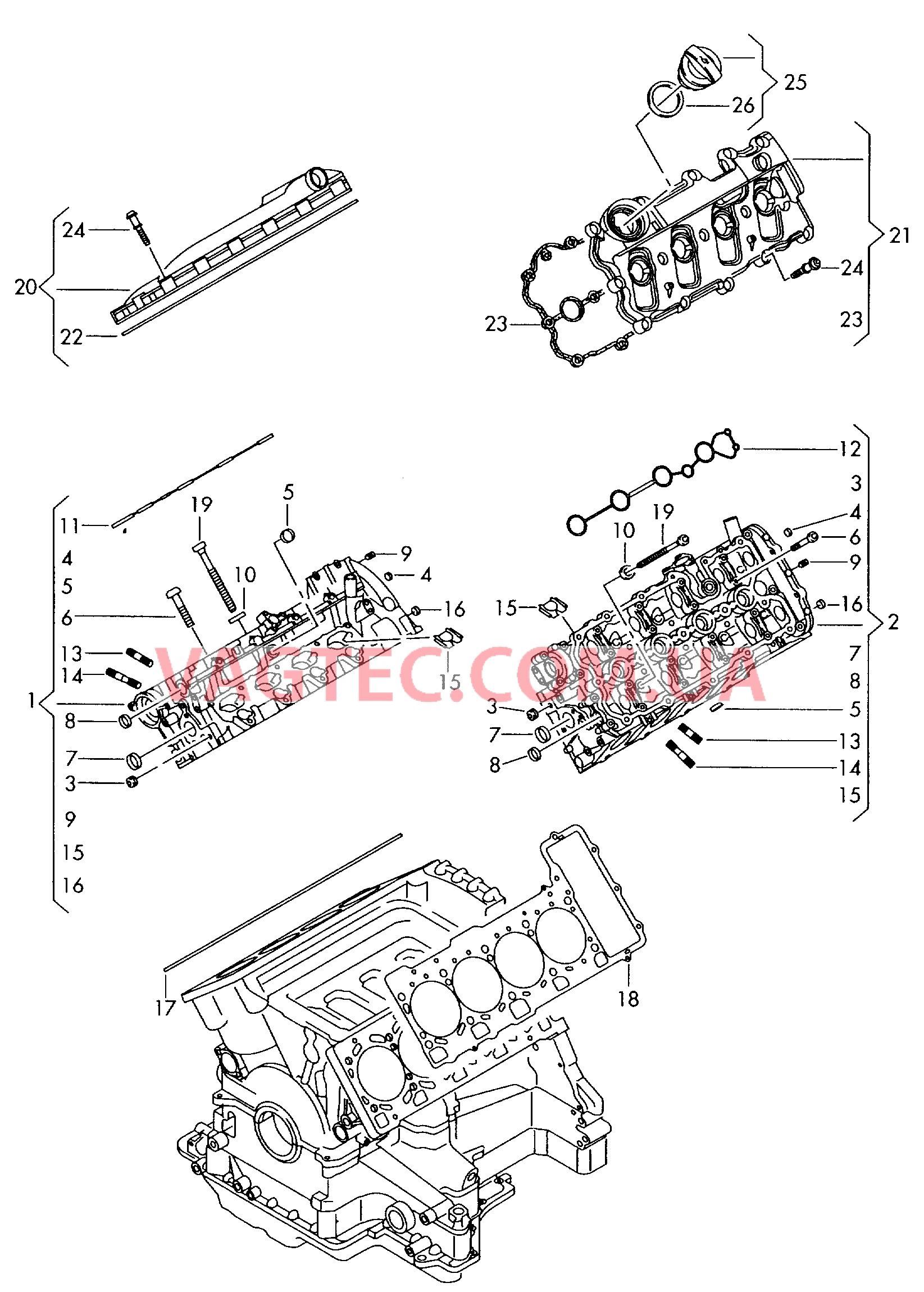 Головка блока цилиндров Крышка ГБЦ  для VOLKSWAGEN Touareg 2006