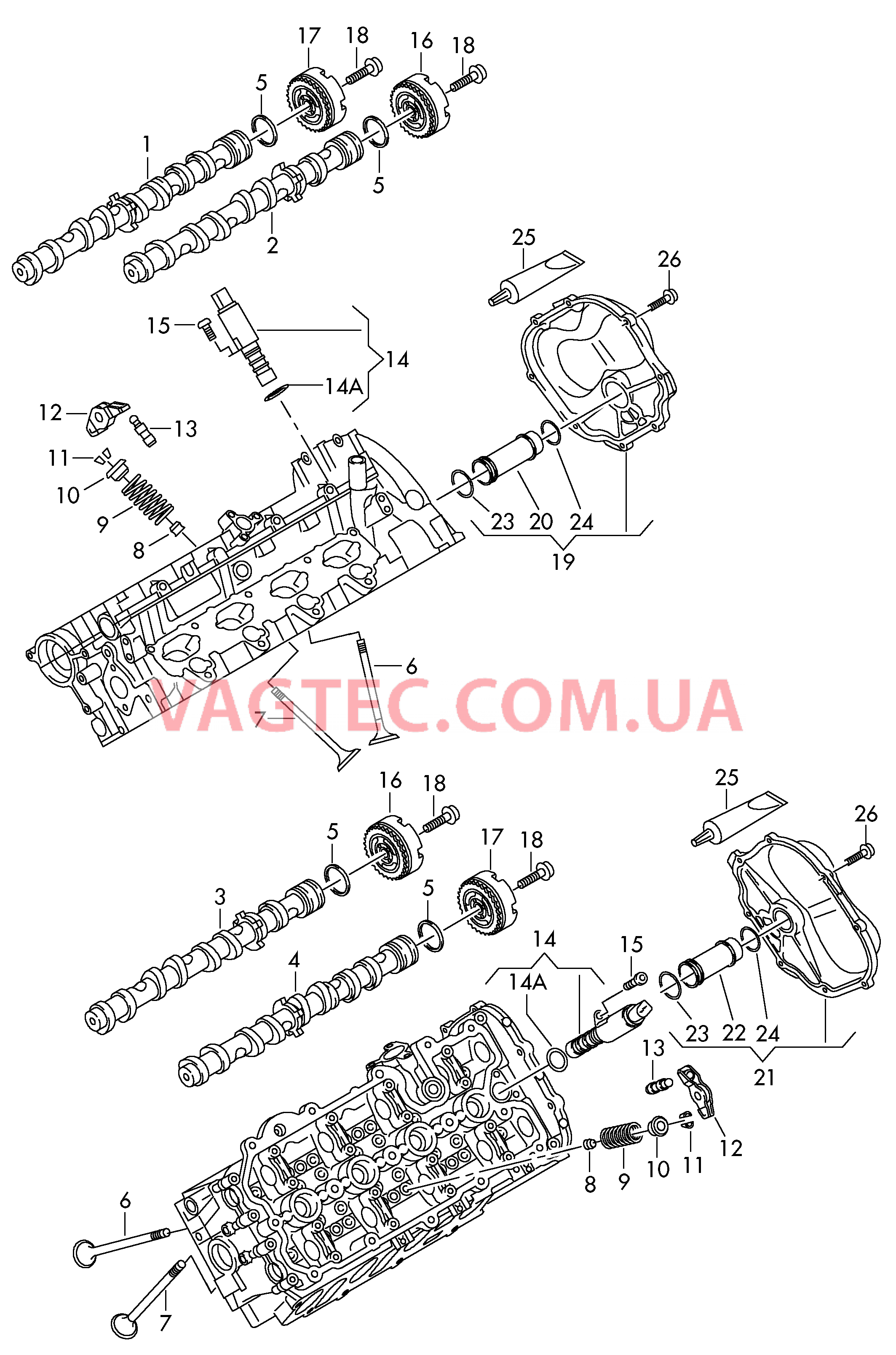 Распределительный вал, клапаны  для VOLKSWAGEN Touareg 2014