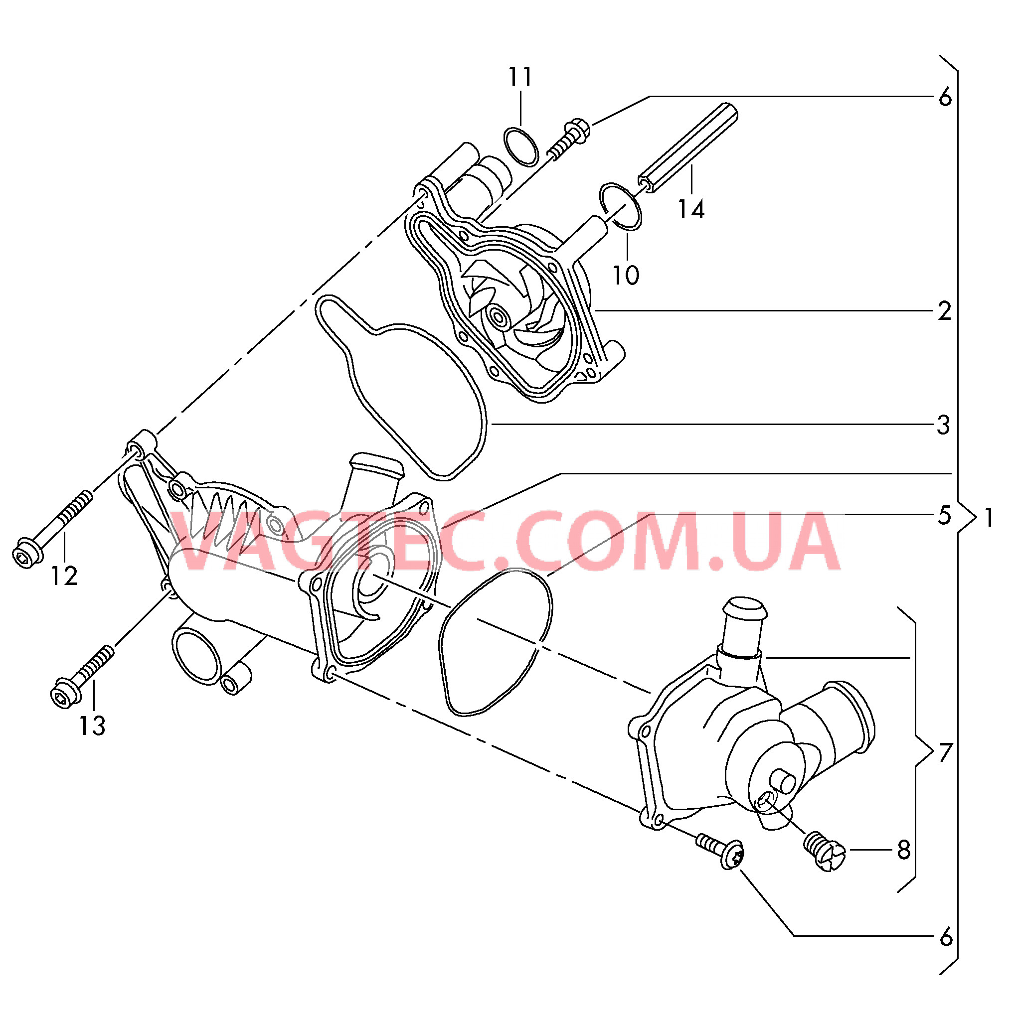 Насос системы охлаждения  для VOLKSWAGEN Touareg 2014