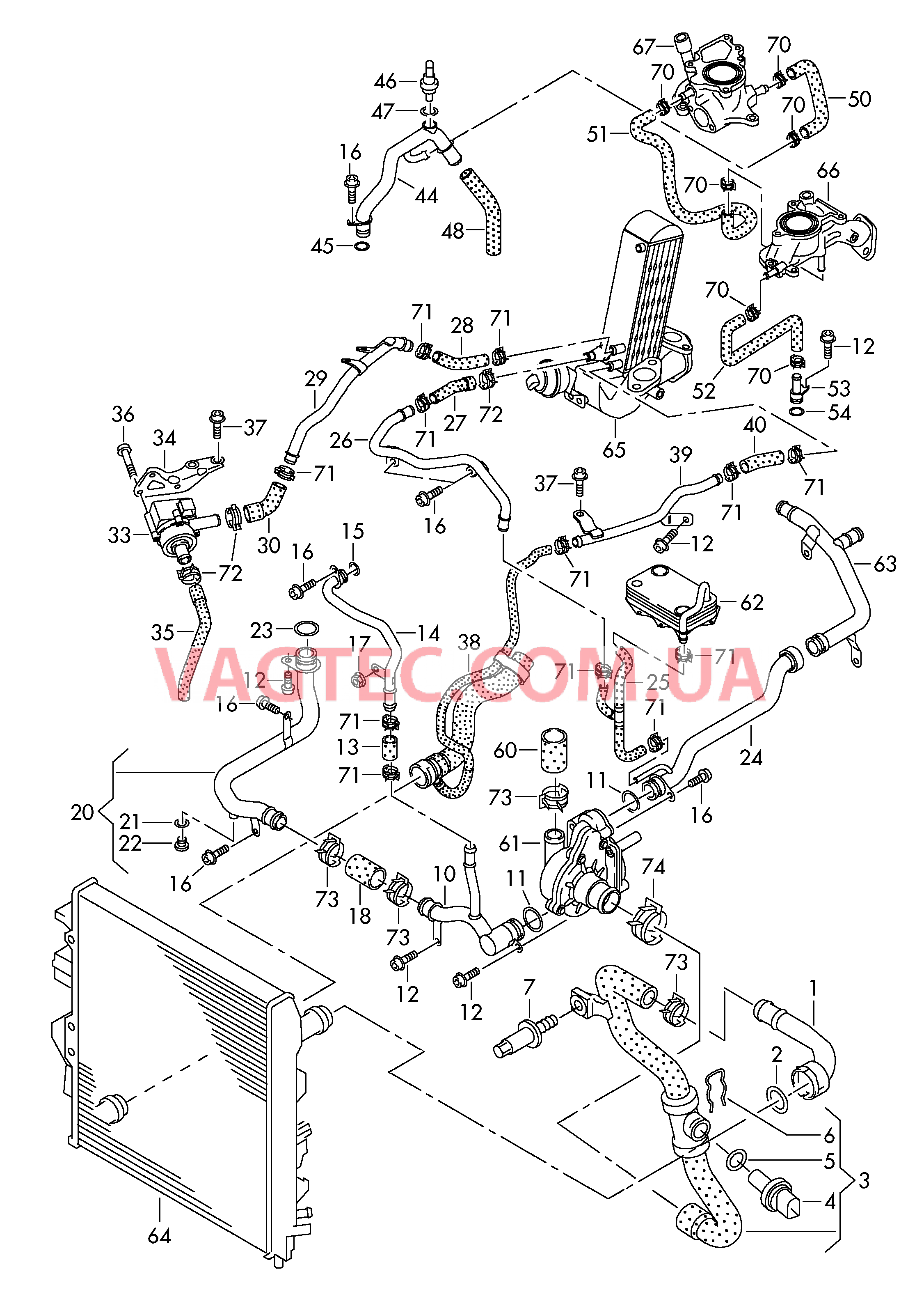 Жидкостное охлаждение  для VOLKSWAGEN Touareg 2016