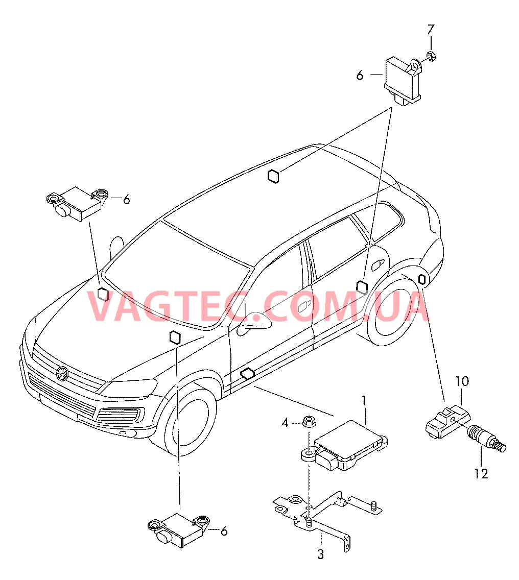 Cист. контр.давл.возд. в шинах  для VOLKSWAGEN Touareg 2011