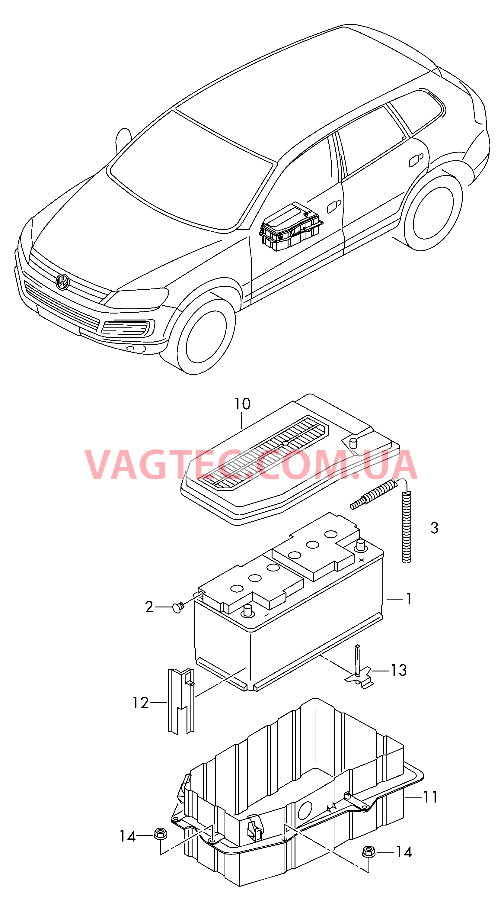 АКБ Ящик АКБ Крепление АКБ  для VOLKSWAGEN Touareg 2014