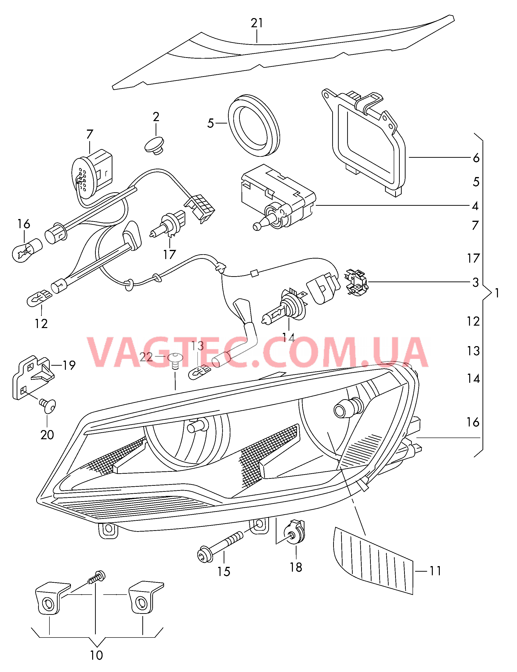 Двойная галогенная фара  для VOLKSWAGEN Touareg 2011