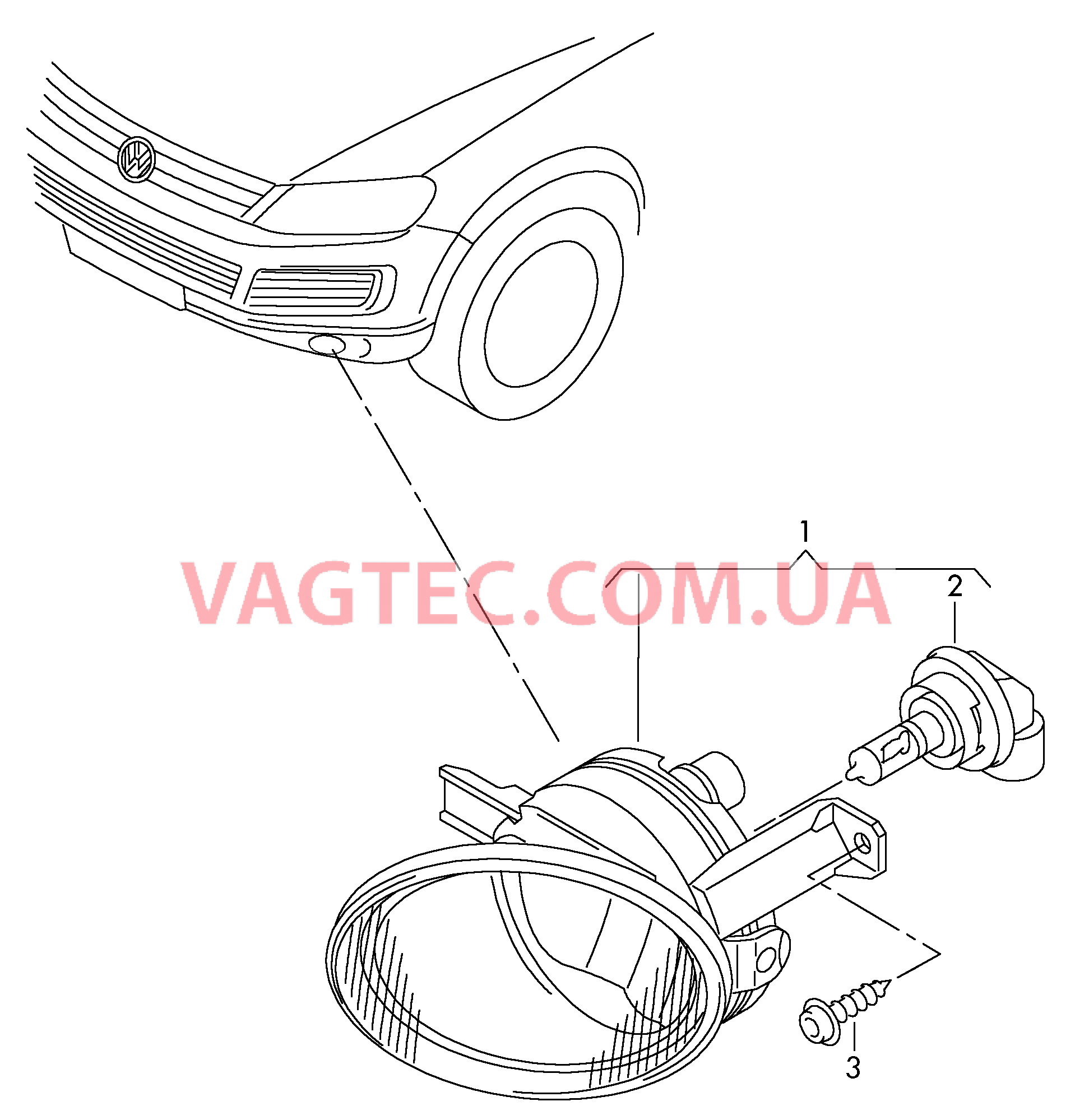 Галогеновая противотуманная фара со стат. адапт. освещен.  ------------------------------ Фонарь указателя поворота     см. панель иллюстр., поз.: ------------------------------  для VOLKSWAGEN Touareg 2012