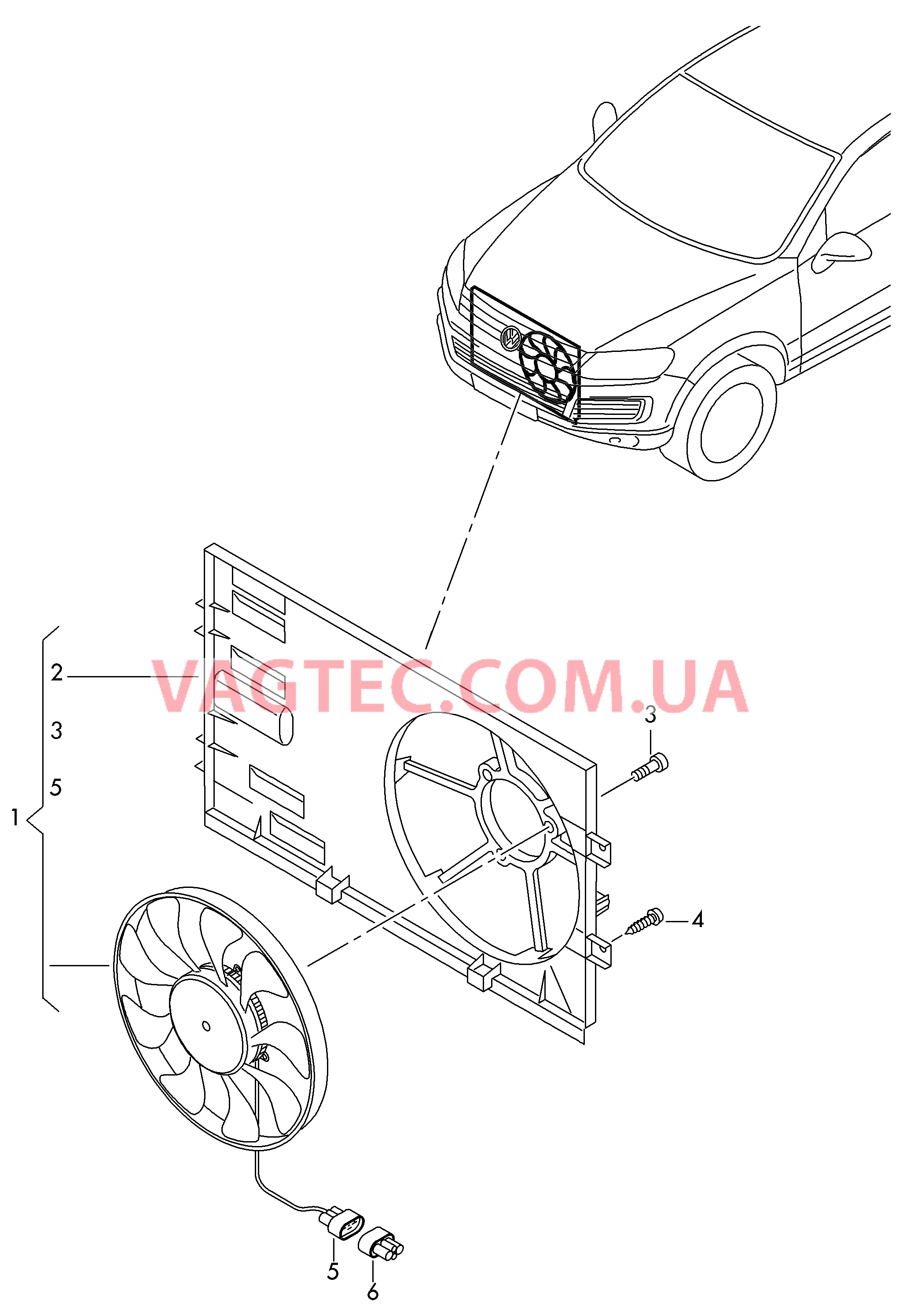 Вентилятор радиатора  для VOLKSWAGEN Touareg 2014