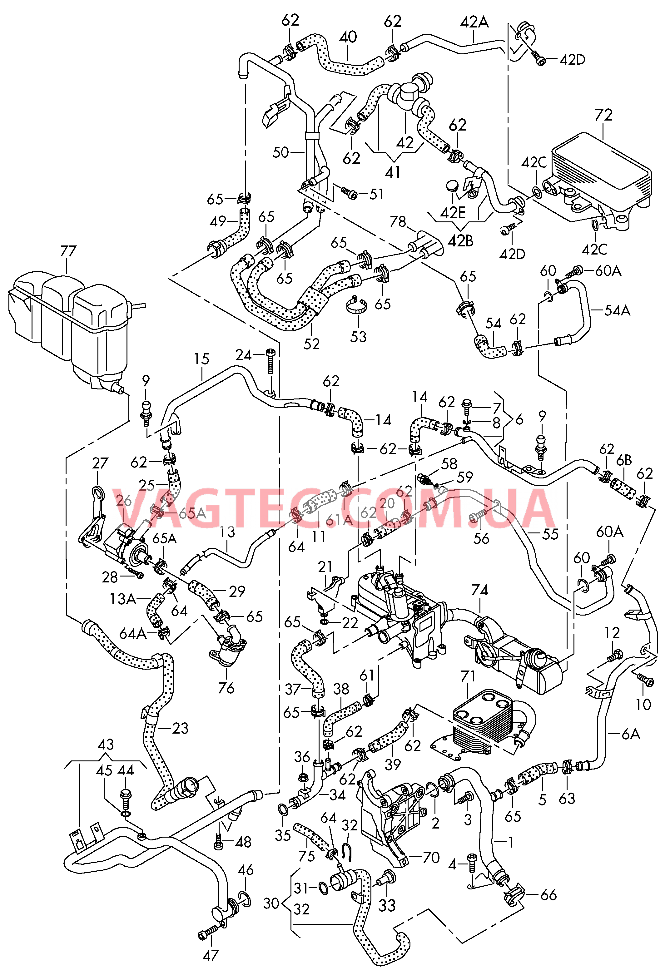 Жидкостное охлаждение  для VOLKSWAGEN Touareg 2012
