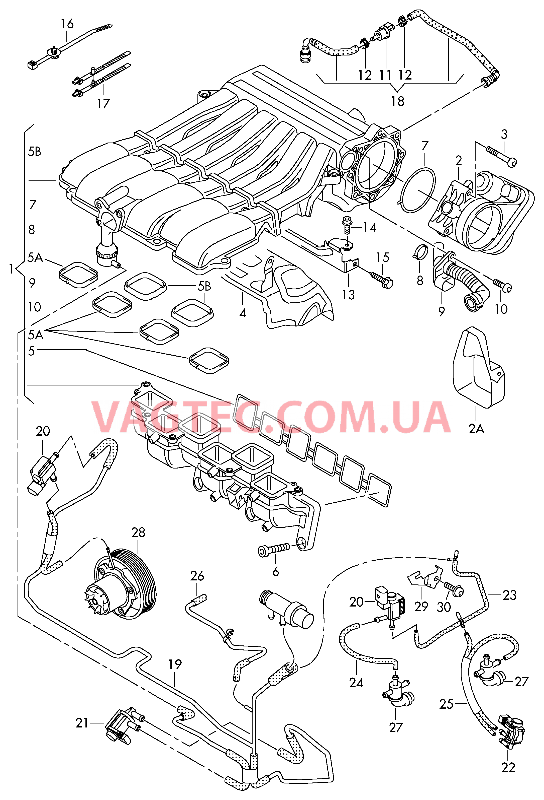 Cистема впуска воздуха  для VOLKSWAGEN Touareg 2011