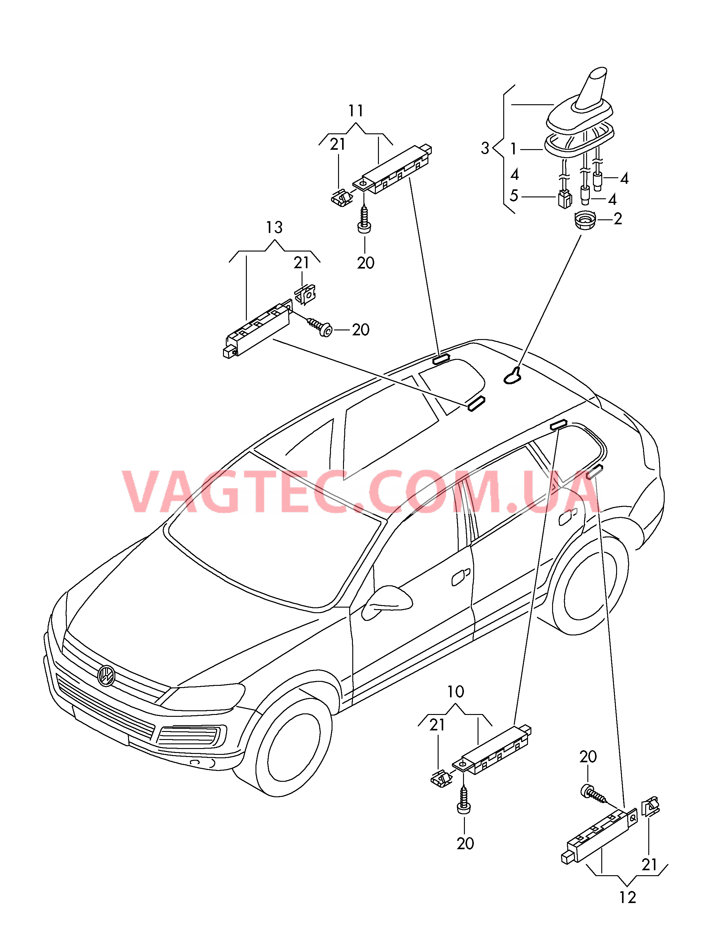 Антенна для крыши Усилитель антенны  для VOLKSWAGEN Touareg 2011