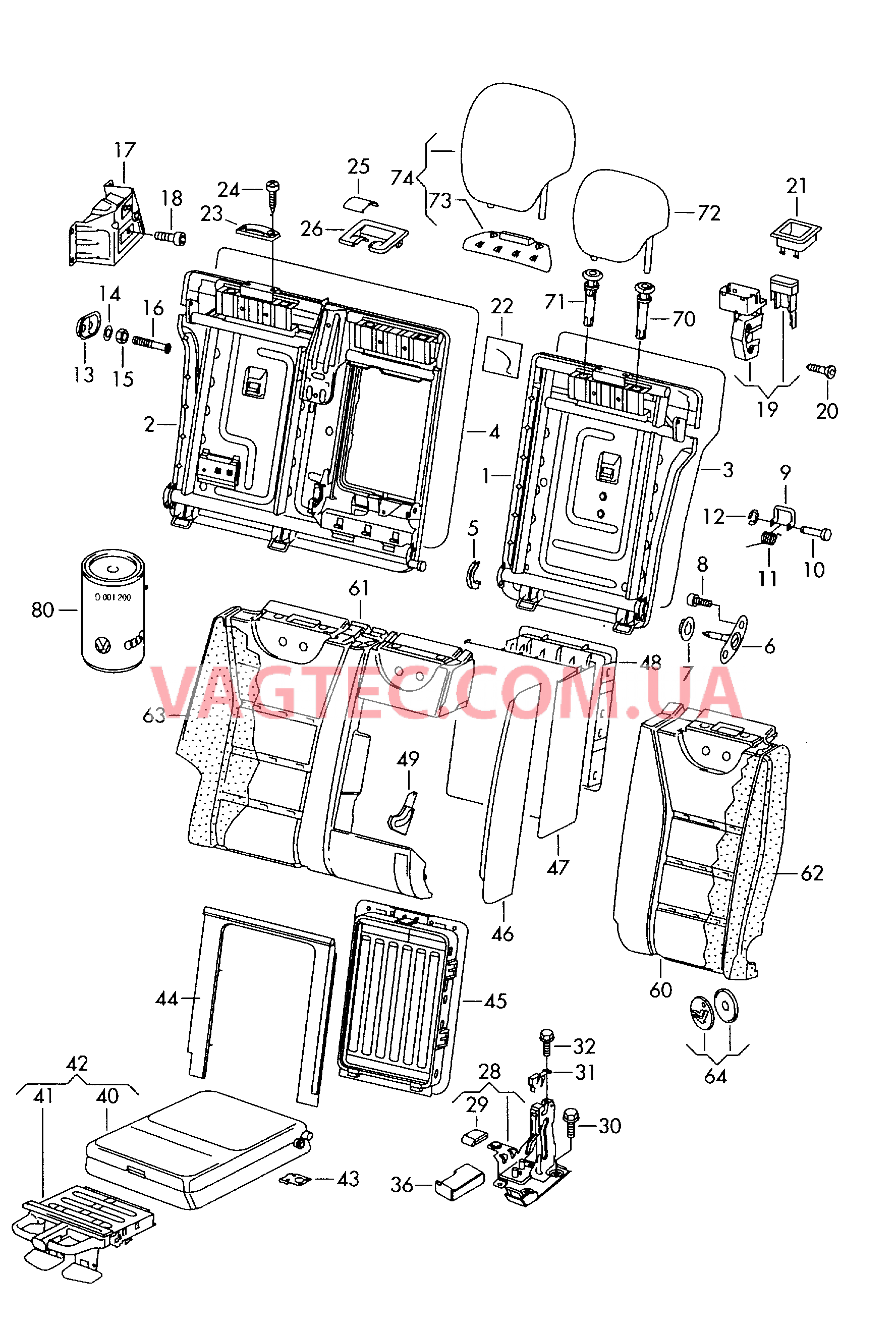 Спинка, раздельная  для VOLKSWAGEN Touareg 2007-1