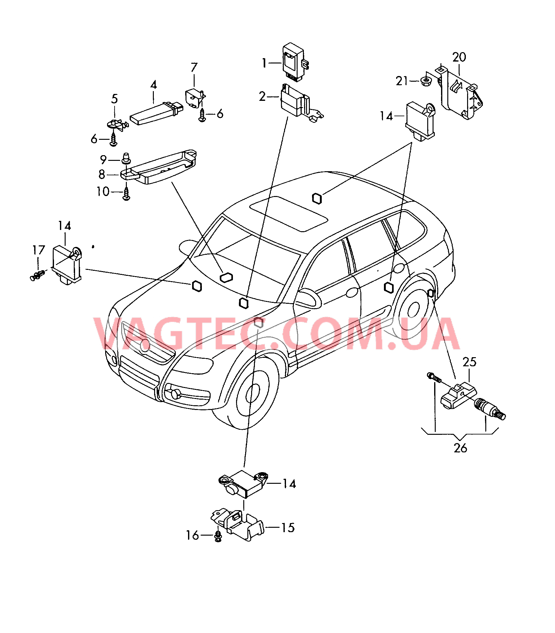 Cист. контр.давл.возд. в шинах  для VOLKSWAGEN Touareg 2007-1