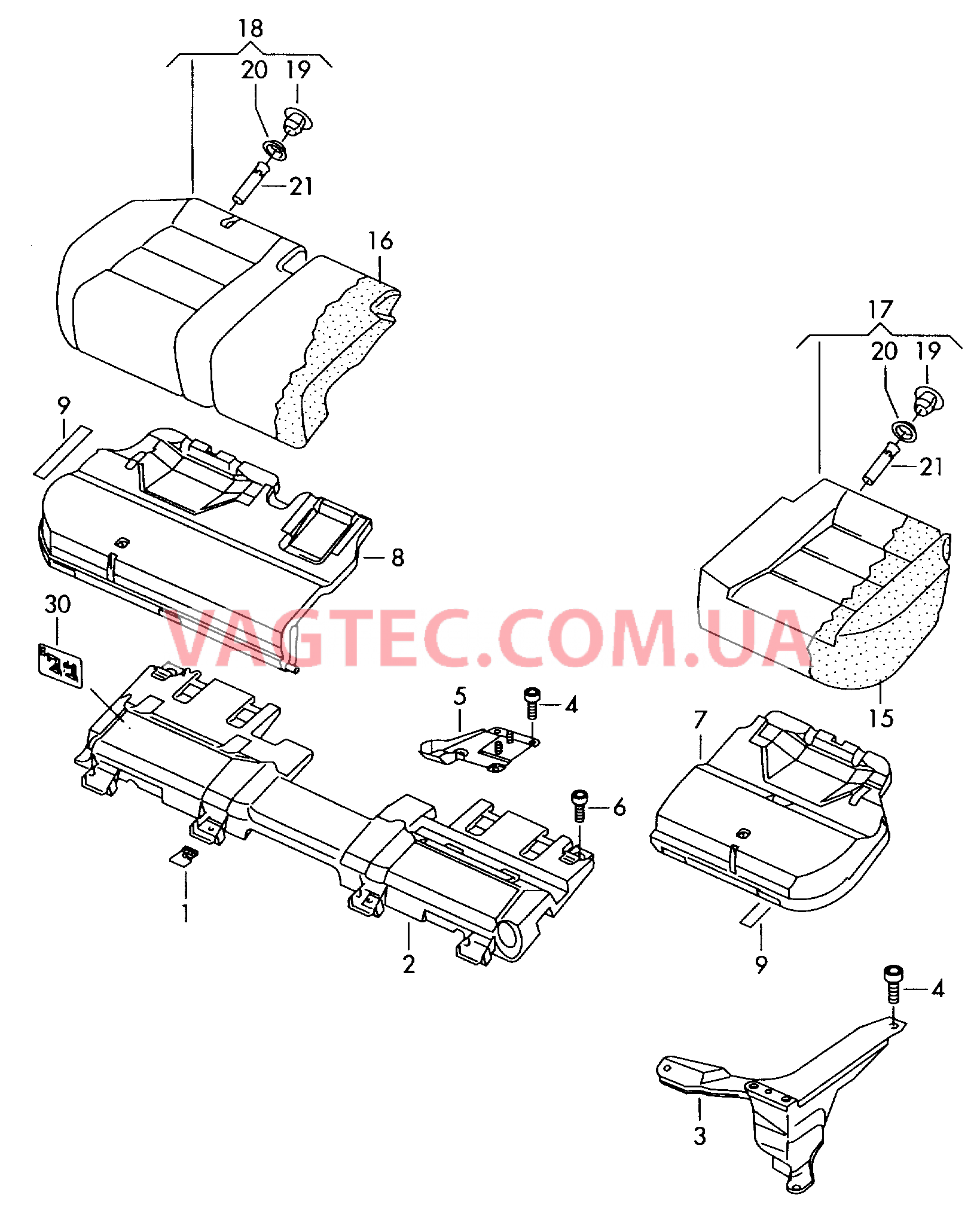 Cиденье, разделенное  D - 01.06.2007>>* для VOLKSWAGEN Touareg 2007-1