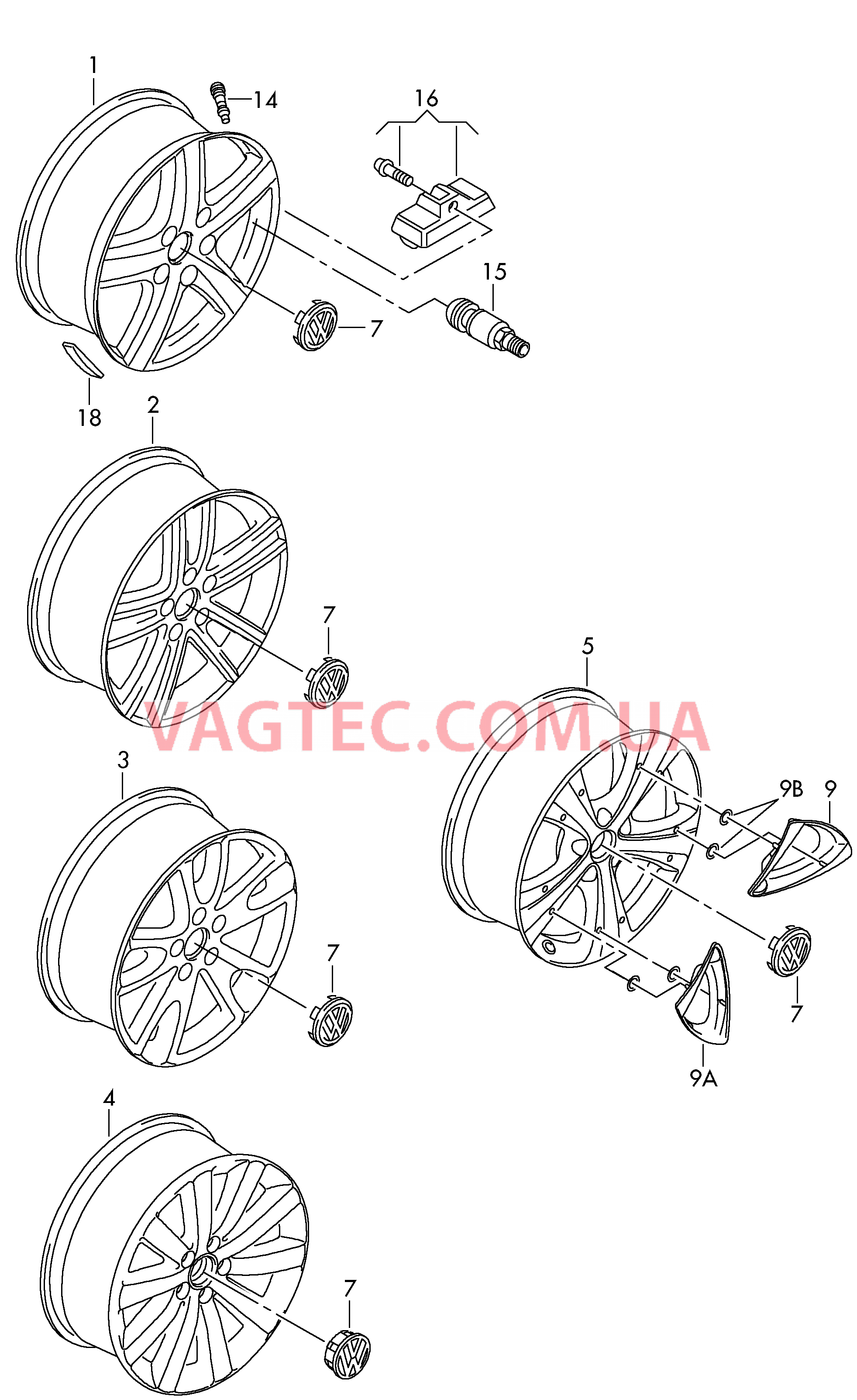 Алюминиевый диск Колпак колеса для а/м с индивидуальной комплектацией  для VOLKSWAGEN Touareg 2007-1