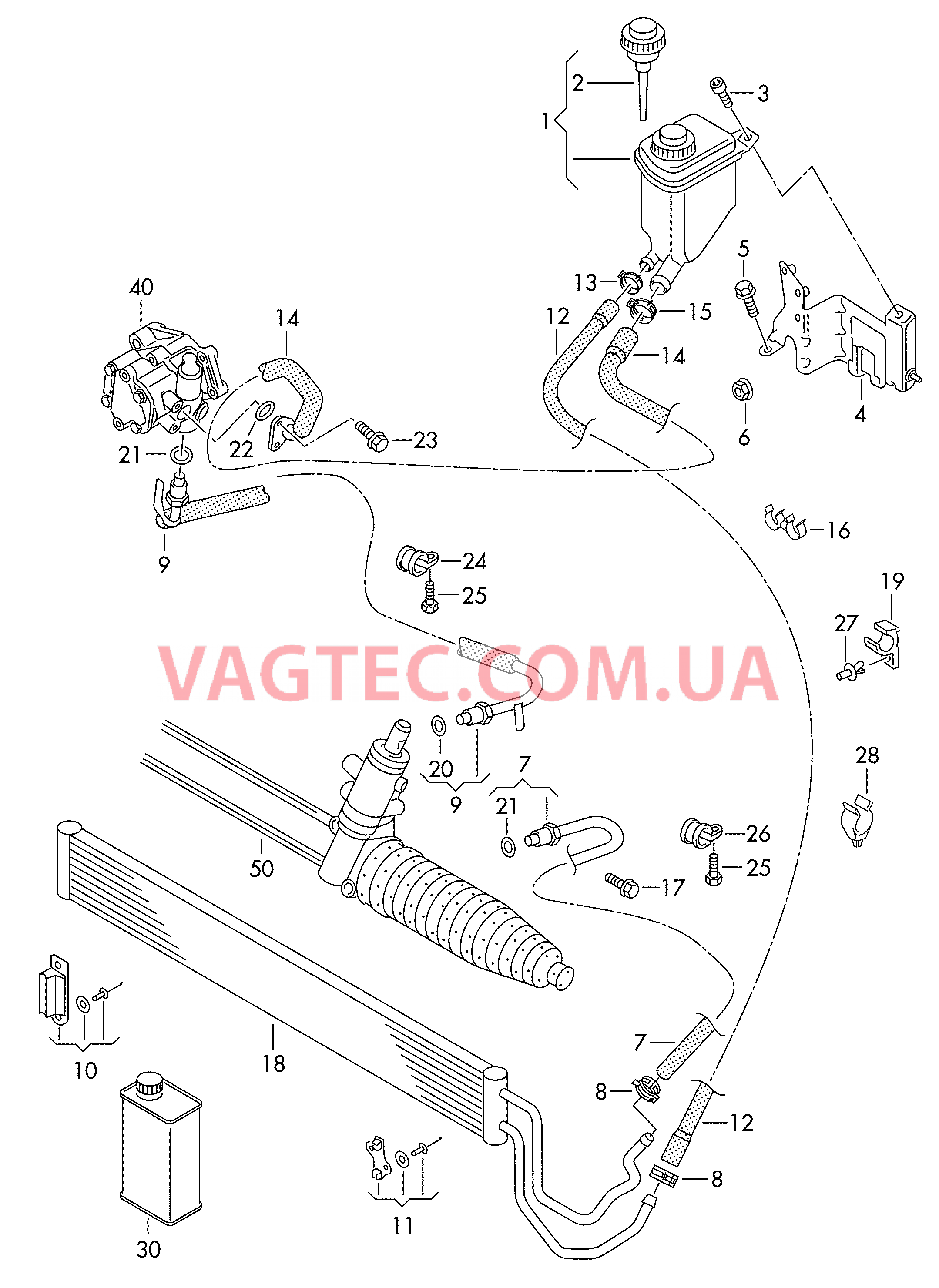 Масляный бачок с соединительными деталями, шлангами  для ГУРа  для VOLKSWAGEN Touareg 2007-1