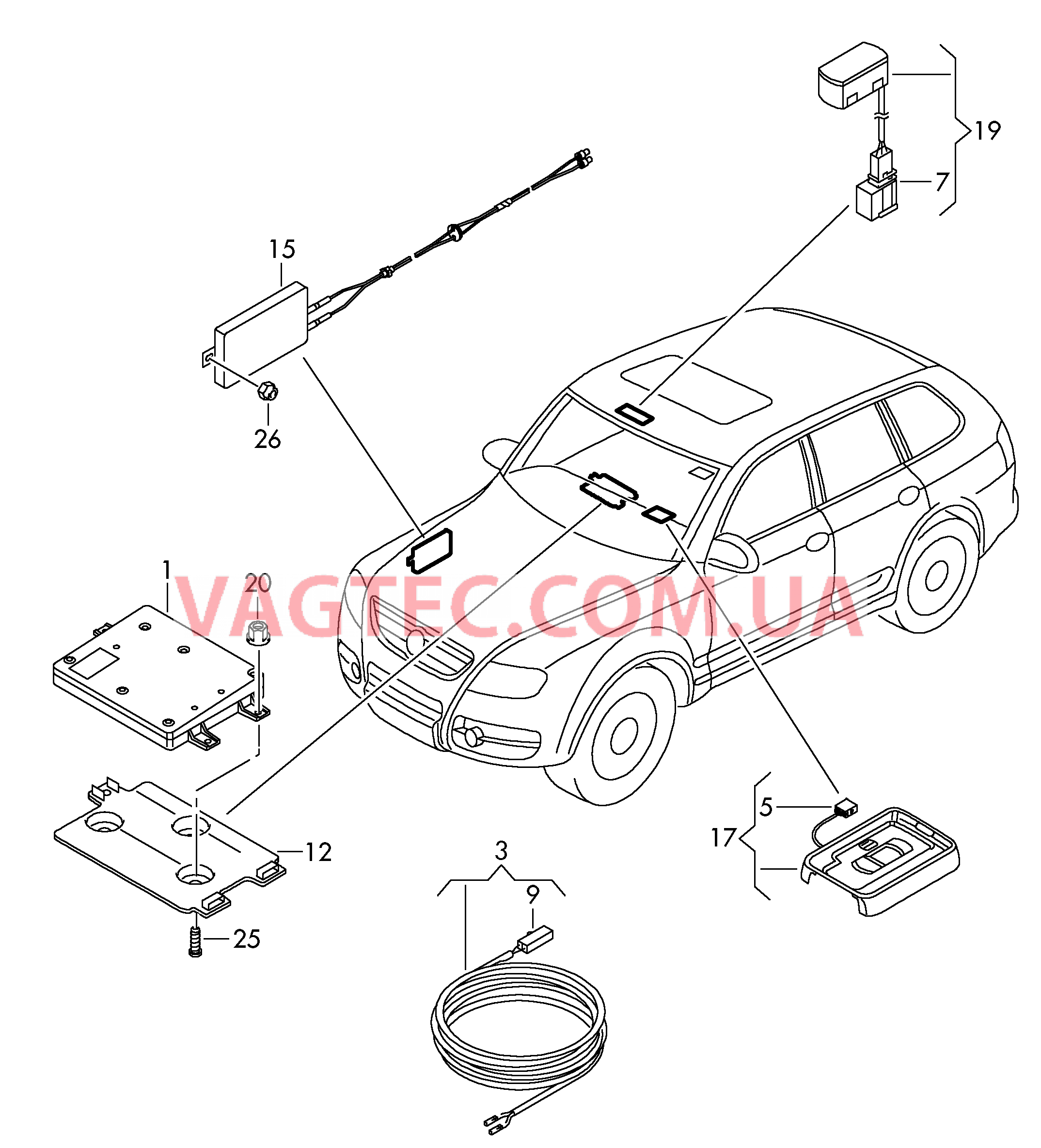 Электрические детали комплекта для подключения телефона  для VOLKSWAGEN Touareg 2009